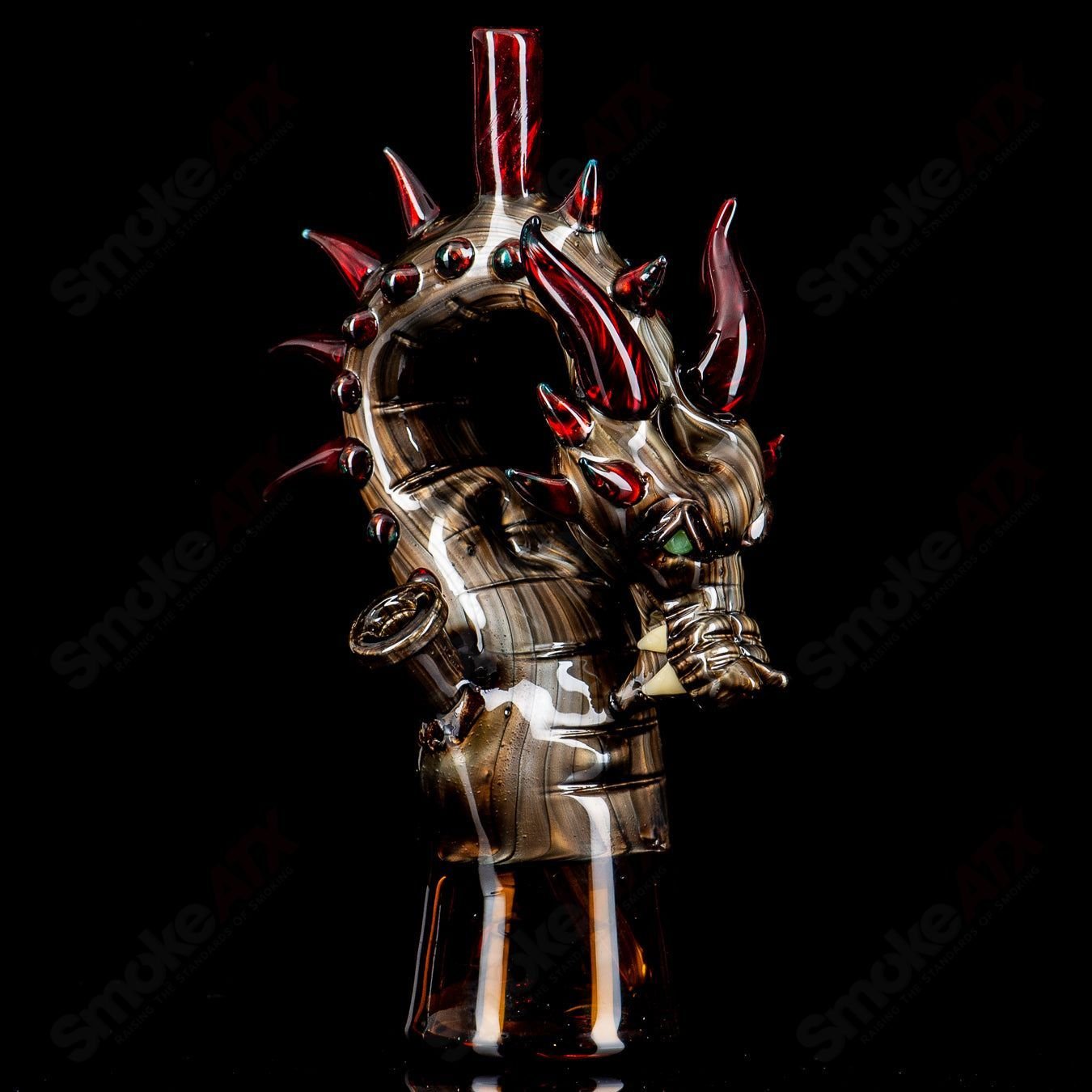Electrum Dragon Rig by Tony Kazy, a colorful heady glass concentrate rig featuring a detailed dragon design.
