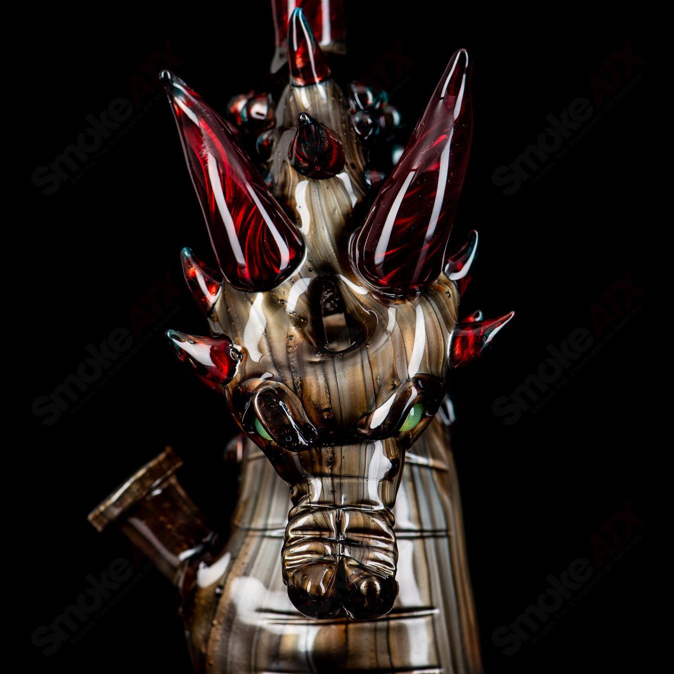 Electrum Dragon Rig by Tony Kazy, a heady glass concentrate rig with intricate dragon design and vibrant colors.