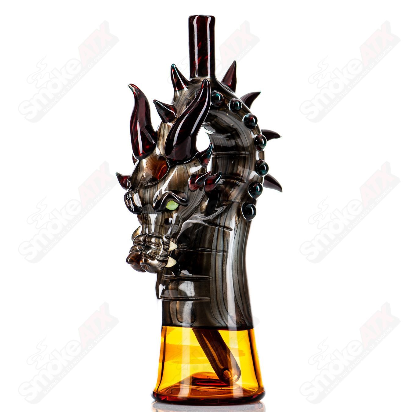 Electrum Dragon Rig by Tony Kazy, a colorful heady glass concentrate rig with intricate dragon design and vibrant glasswork.