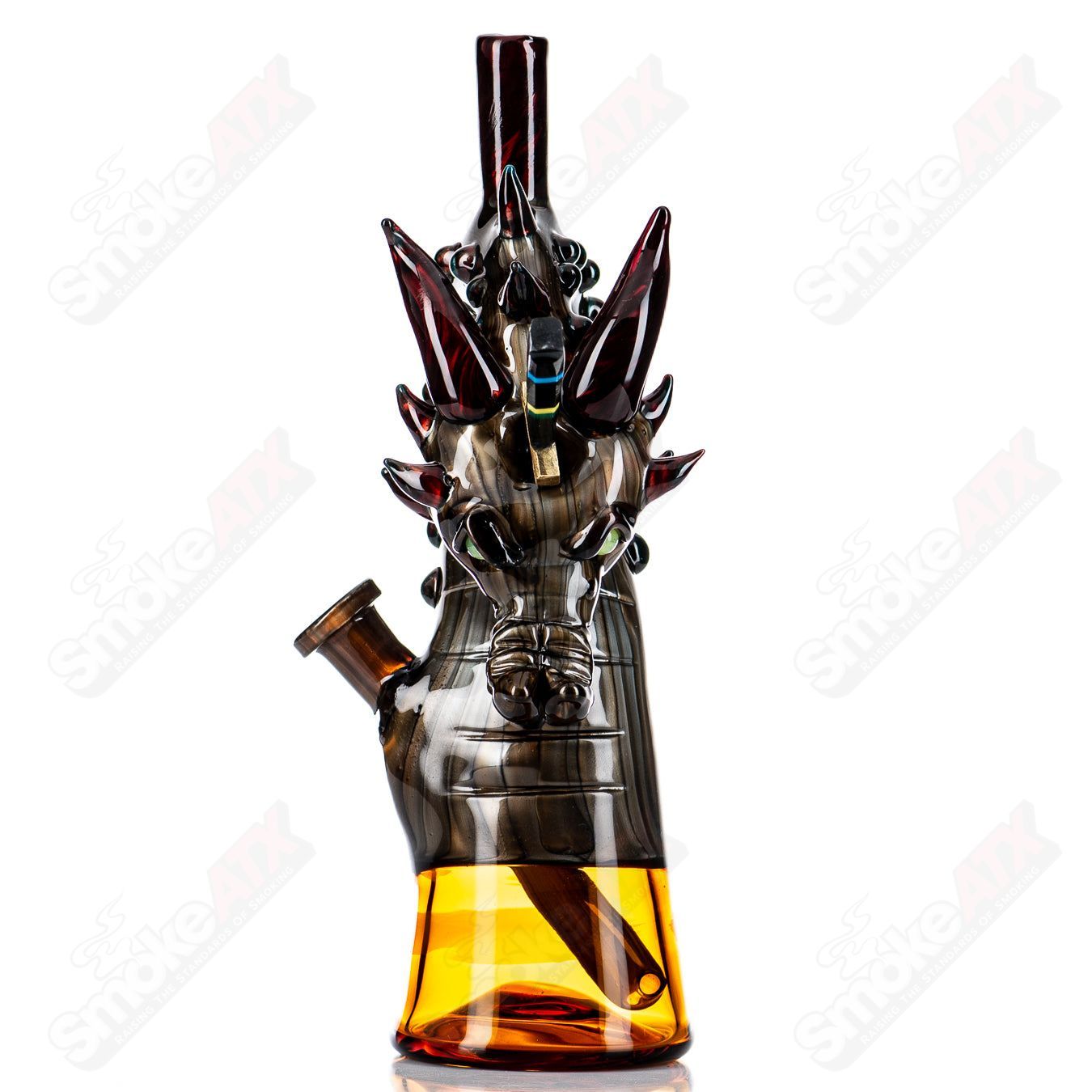Electrum Dragon Rig by Tony Kazy, a colorful heady glass concentrate rig with intricate dragon design and artistic craftsmanship.