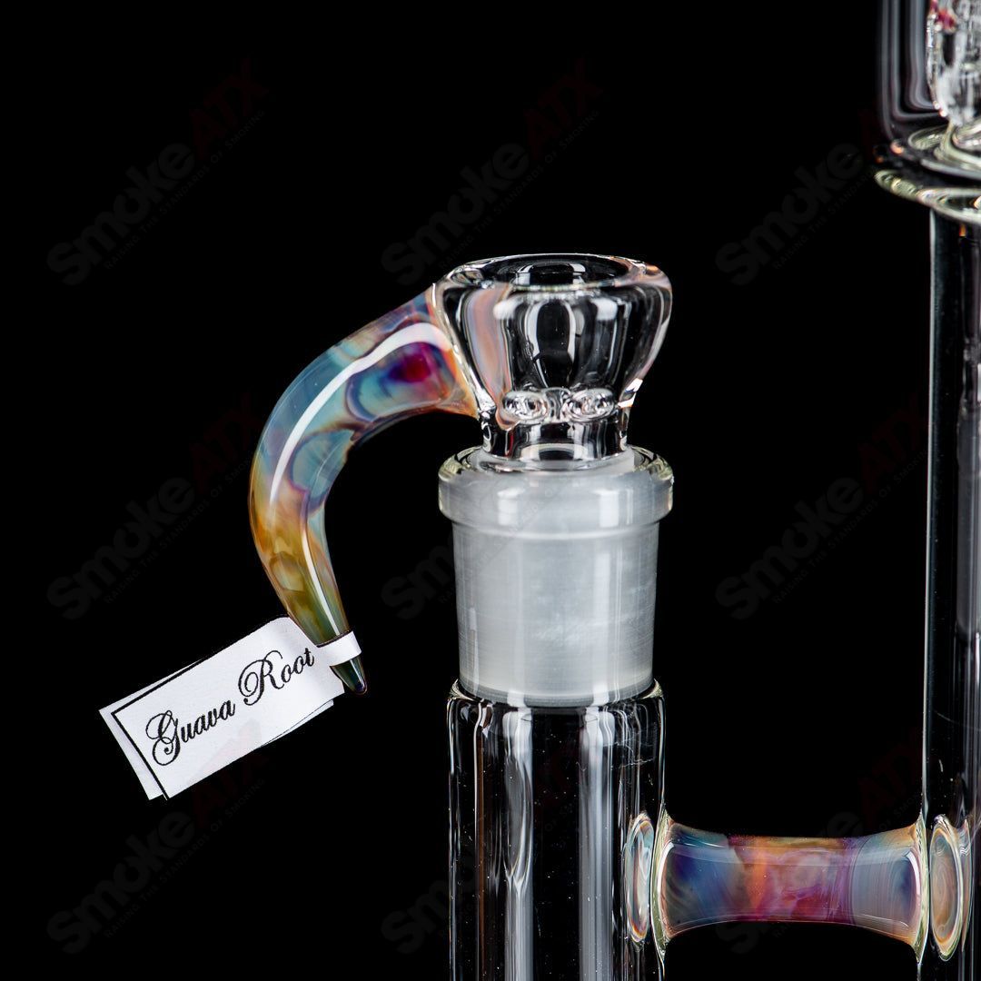 Glass straight tube for tree guava root sovereignty, featuring a grid cap design by Sovereignty Glass.