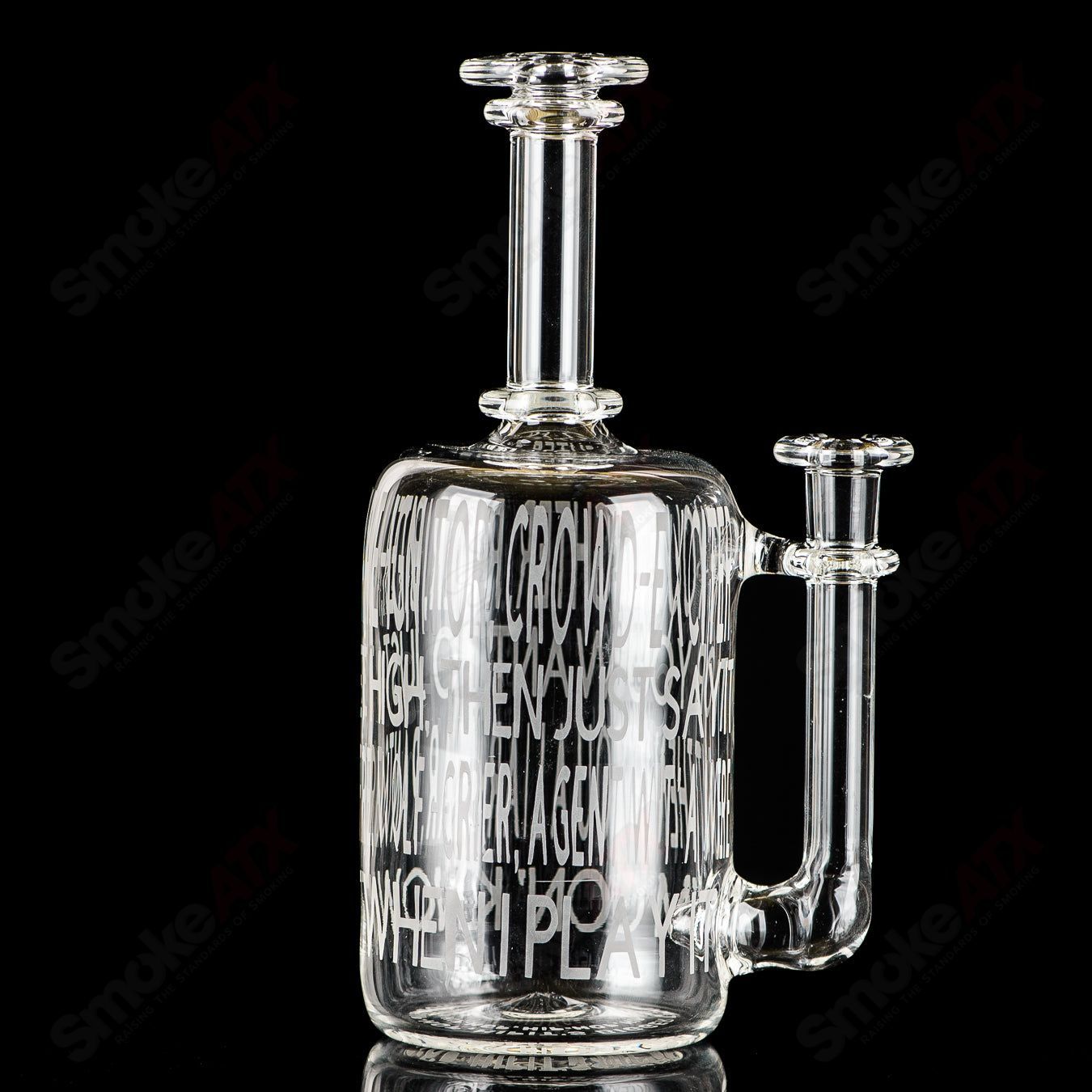 Kage Glass etched Lyric Rig for concentrates featuring Dead Prez and hip-hop-inspired design, made of durable glass.