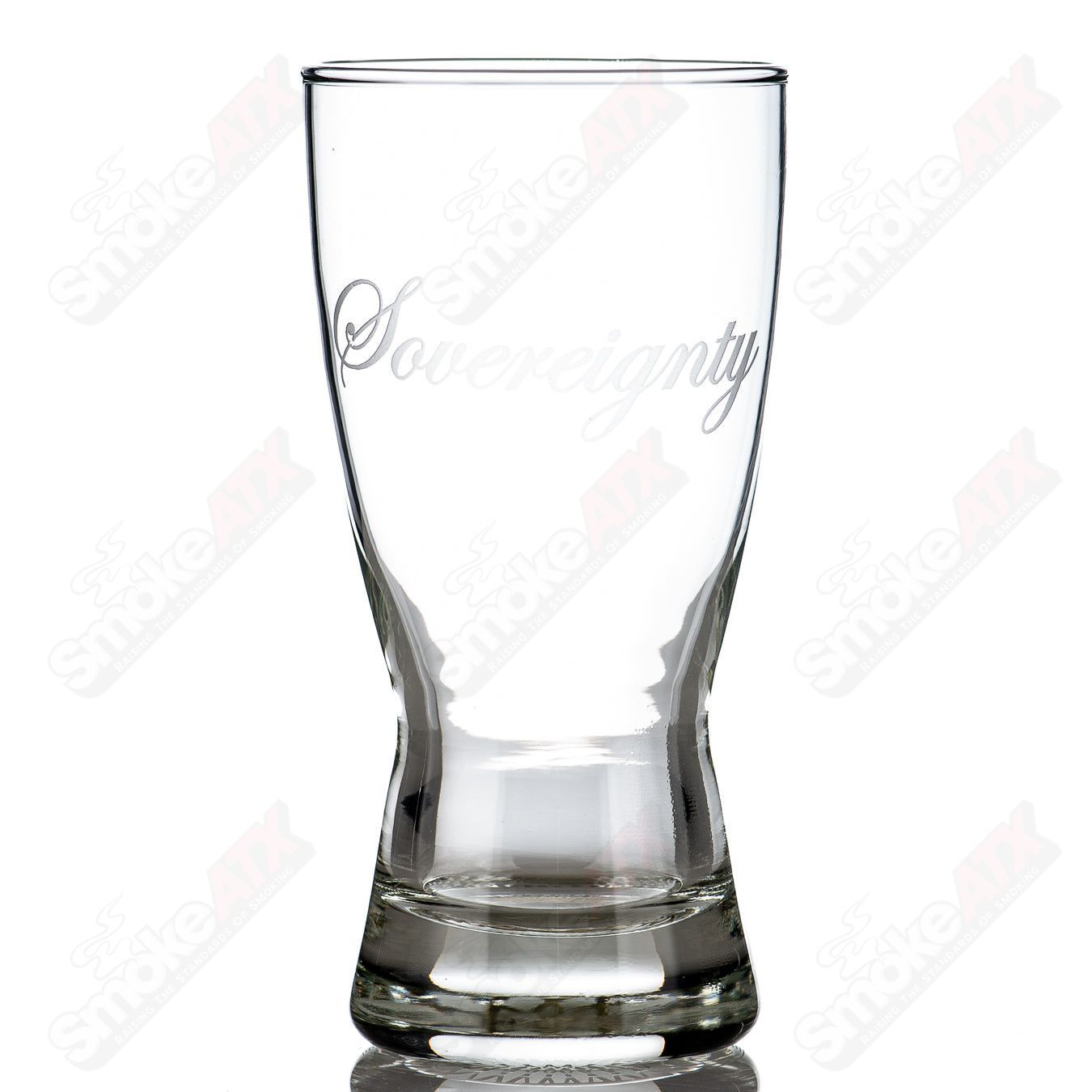 Etched Pilsner Bowtie Retti Glass Sovereignty - Smoke ATX