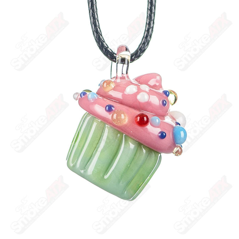 Cupcake Pendant (Mint Wrapper w Pink Frosting & Multicolor Sprinkles) Renee Patula - Smoke ATX