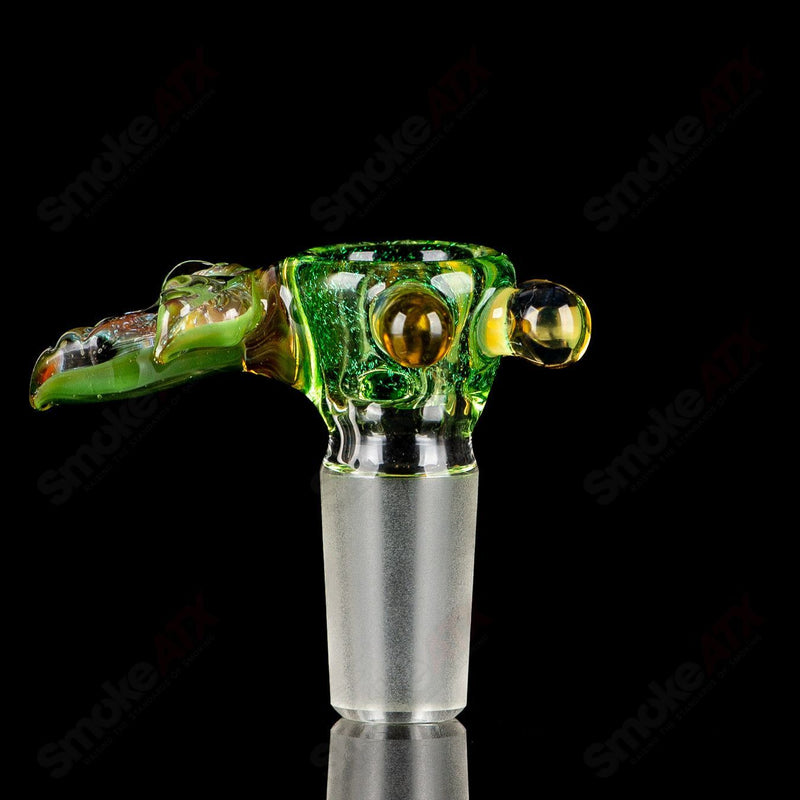 #1 14mm Green 3 Hole Slide (UV Leaf) Mr. Gray