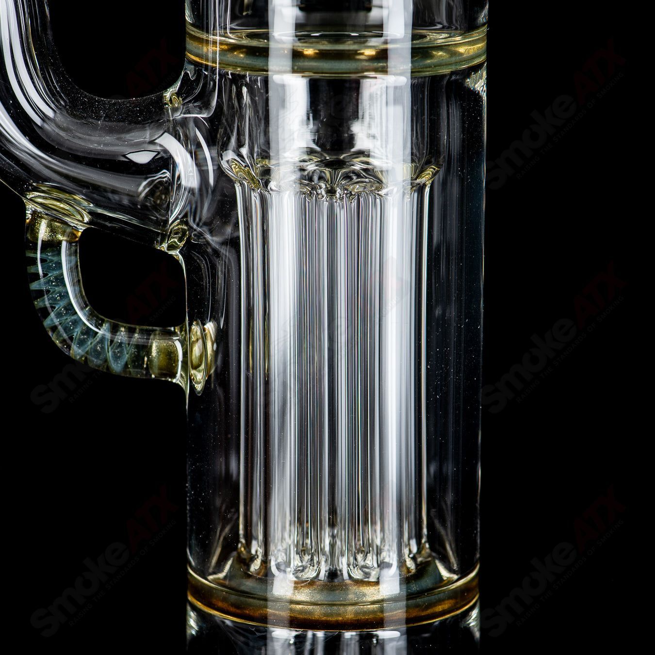 Heady glass bong with peyote motif and straight foot design by Sovereignty, featuring a natty neck and vibrant glass artwork.