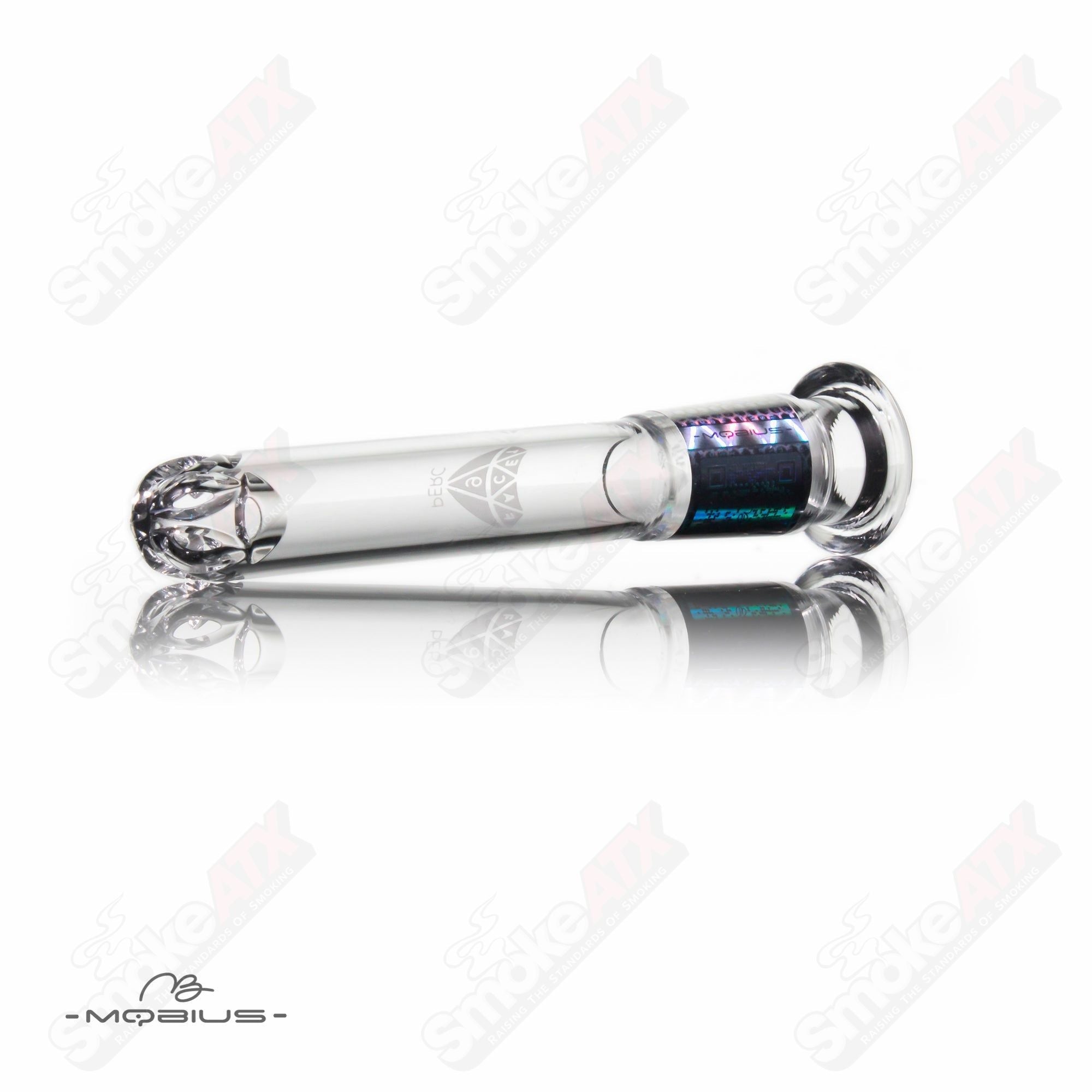 Mobius Facet 3.75-inch glass downstem with faceted design for improved airflow and durability.