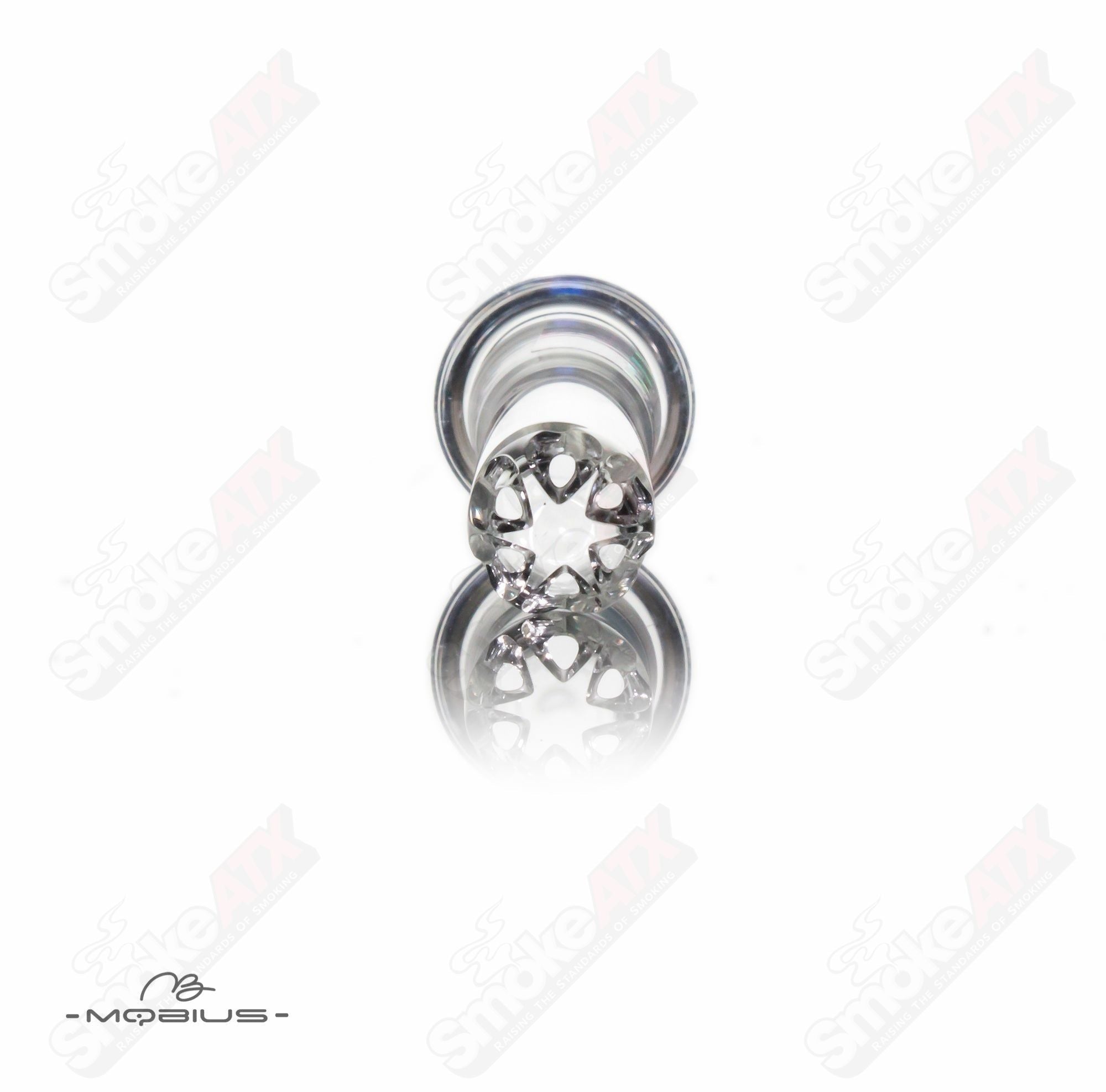 Glass Mobius Facet 3.75-inch downstem with faceted design for smoking accessories.