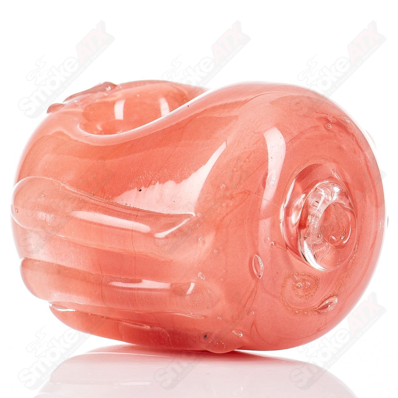 Fat Bean Pipe glass by Nobody in guava color, featuring a smooth, rounded design perfect for casual smoking sessions.