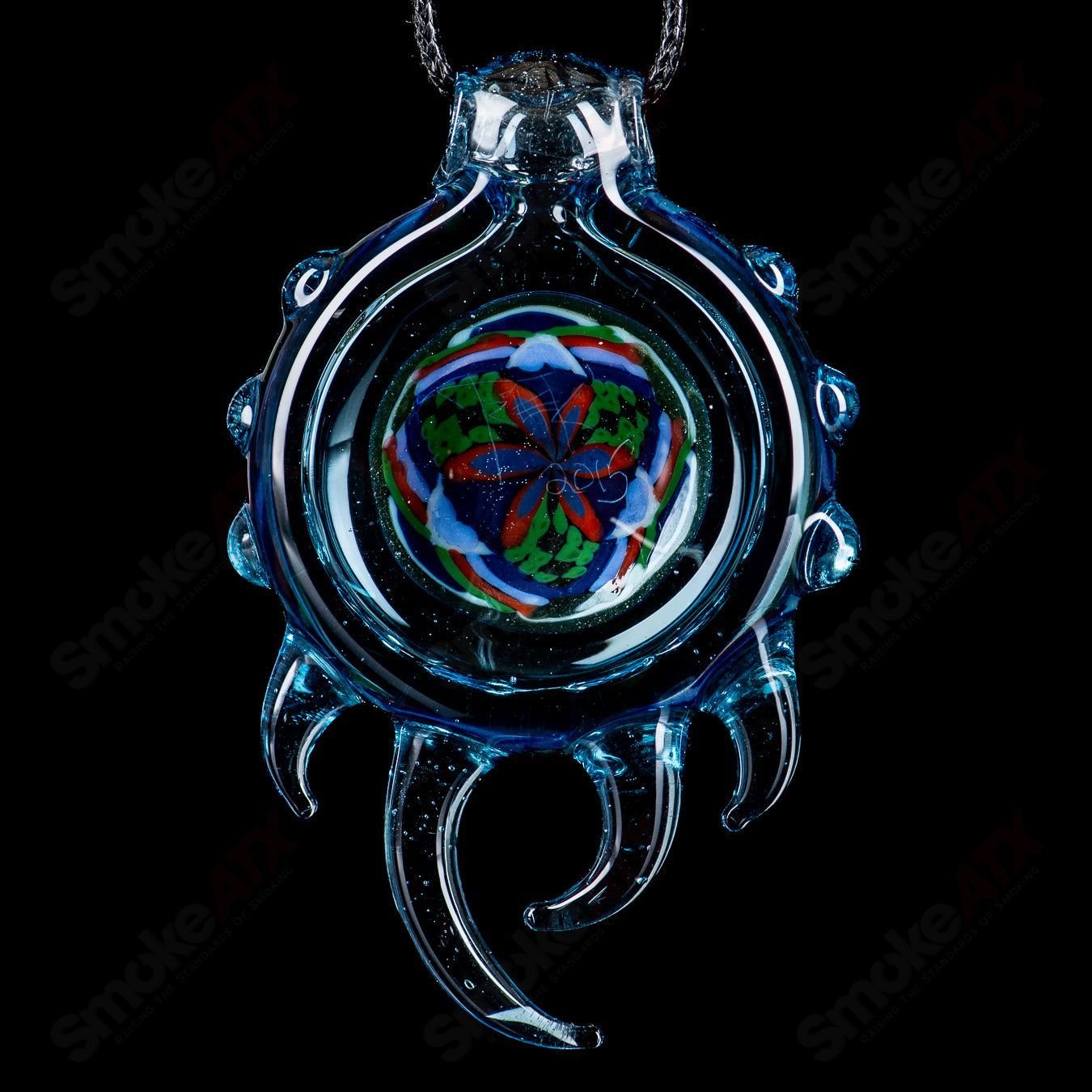 Freeek Glass Fillacello Pendant with colorful heady glass design, featuring intricate patterns and vibrant hues.