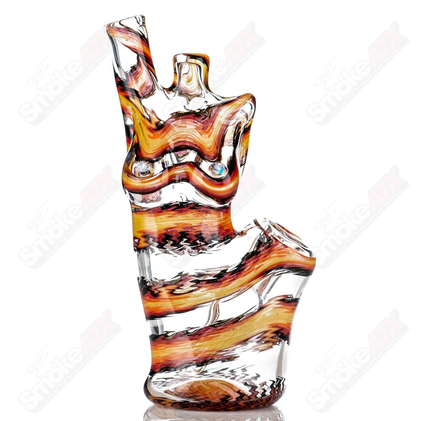 Colorful Fire Lady Carpenter x ZAM heady glass concentrate rig with intricate design and vibrant details.
