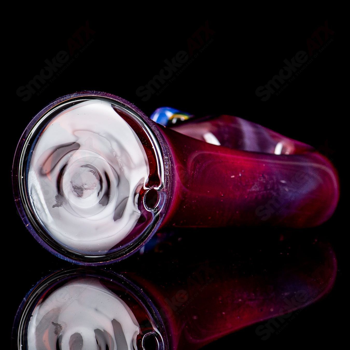 Pink flamingo Puffco dry top by Burtoni Glass, crafted from clear glass with detailed flamingo design.