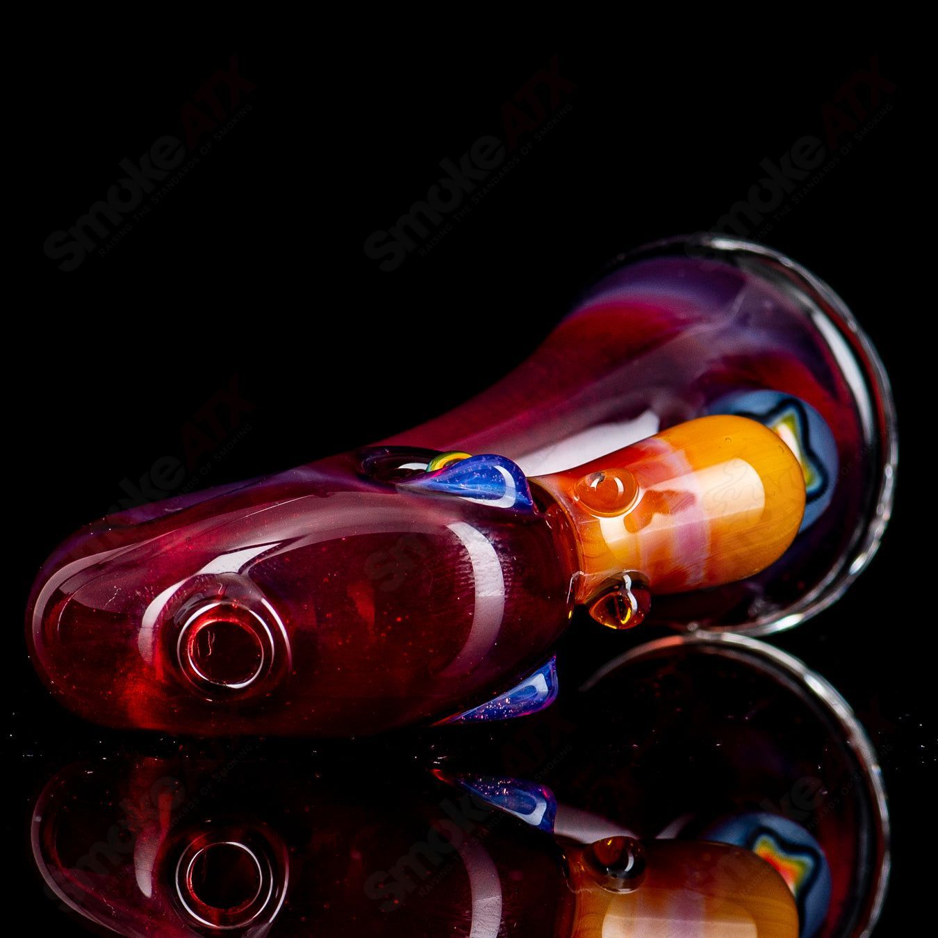 Flamingo-shaped Puffco dry top by Burtoni Glass, made of clear glass with detailed flamingo design.
