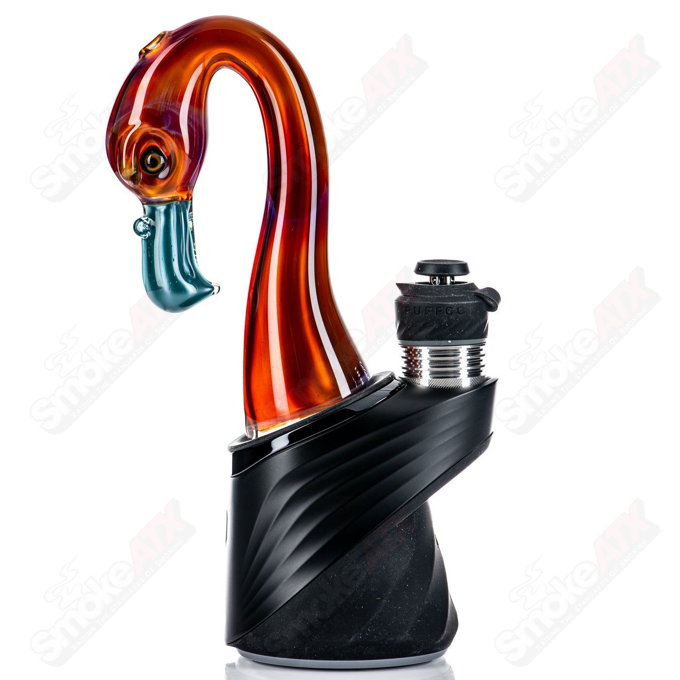 Burtoni Glass Flamingo Puffco Dry Top, colorful glass dab accessory with flamingo design for Puffco devices