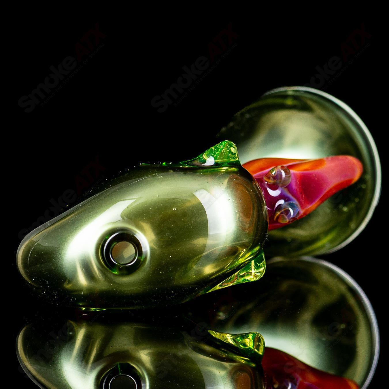 Flamingo Puffco Dry Top by Burtoni Glass, colorful glass Puffco top with flamingo design and intricate details.