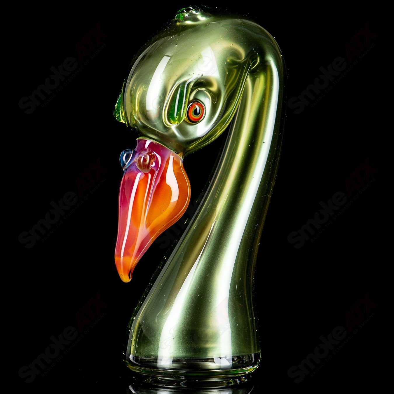 Flamingo Puffco dry top by Burtoni Glass, glass dab tool with flamingo design for Puffco vaporizer accessories.