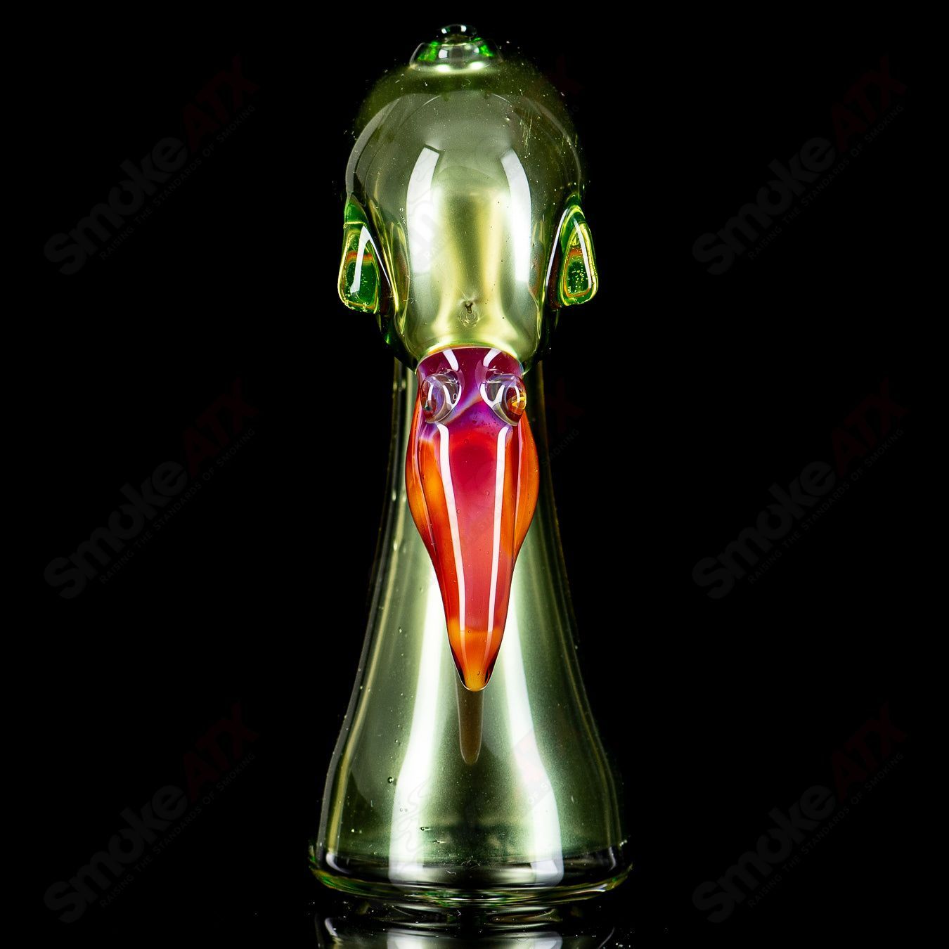 Flamingo-shaped Puffco Dry Top by Burtoni Glass, featuring detailed glass craftsmanship for Puffco vaporizer accessories.