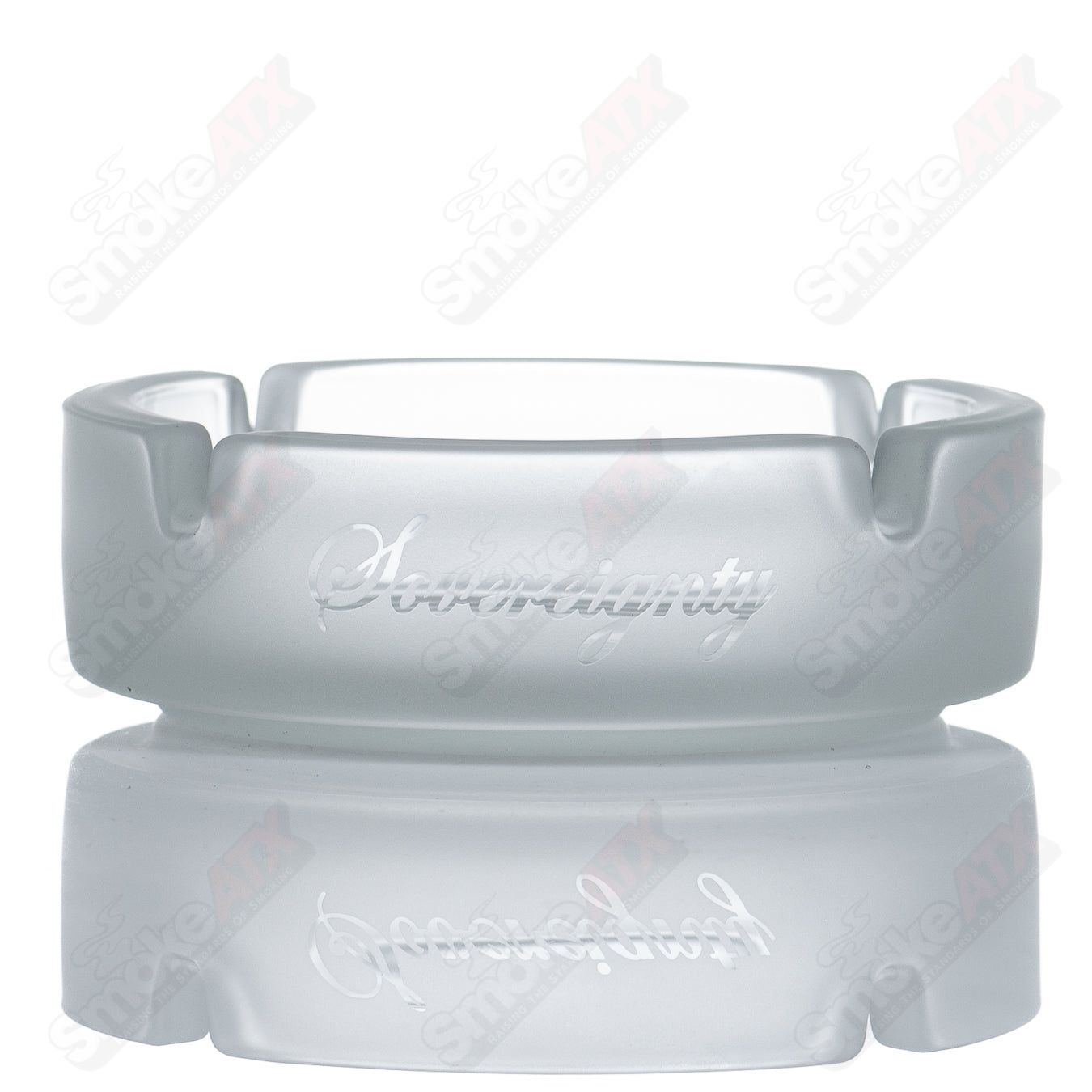 Frosted hemp star pattern ashtray by Sovereignty Glass, 420 product with a stylish, frosted finish and intricate hemp design.