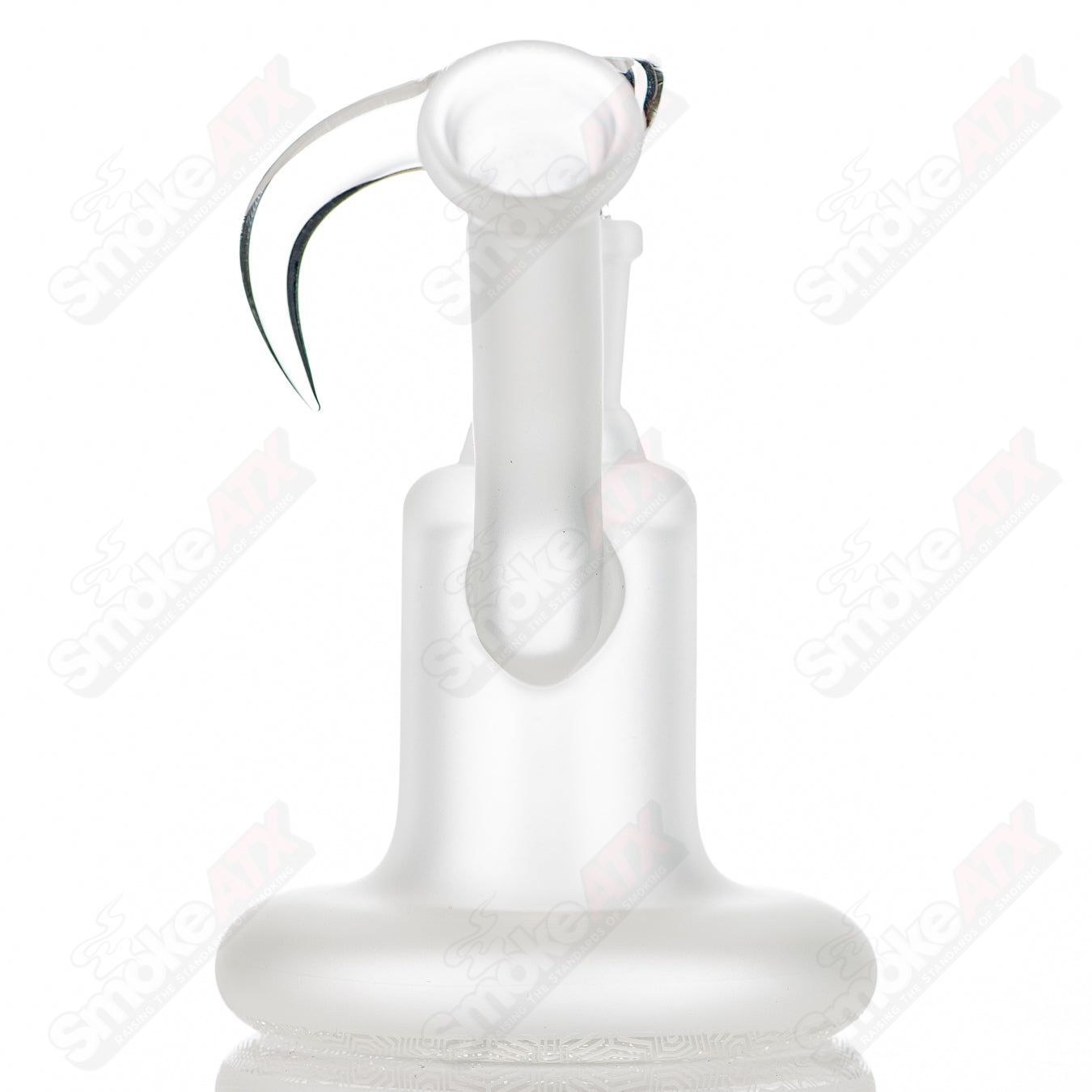 Frosted Mech Pattern Econoline Sovereignty Glass waterpipe with intricate design and clear glass accents, crafted by Sovereignty Glass.
