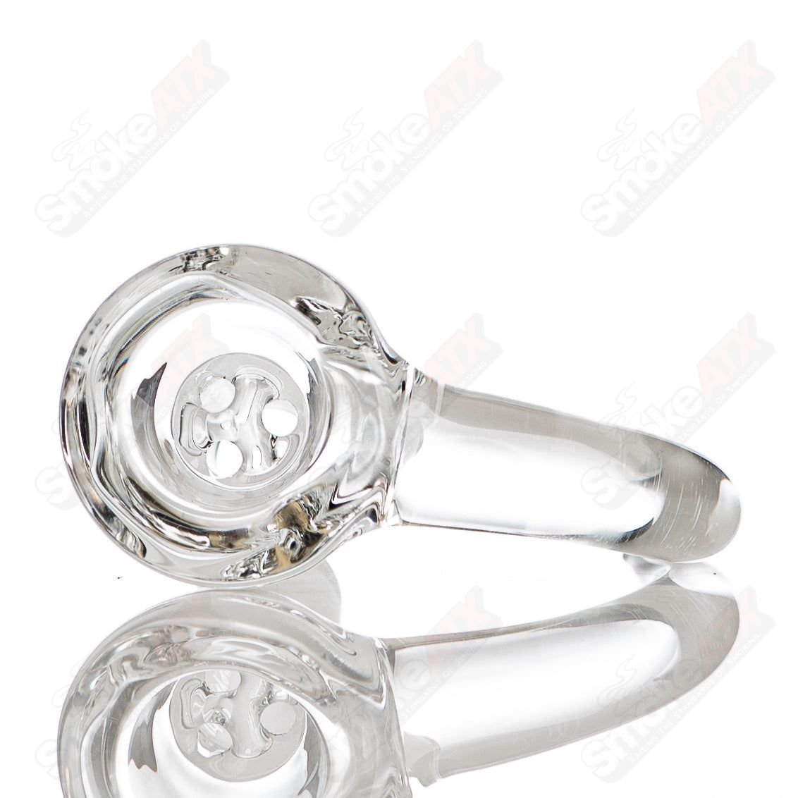 Frosted Mech Pattern Econoline waterpipe by Sovereignty Glass, featuring detailed mechanical design and clear glass accents.