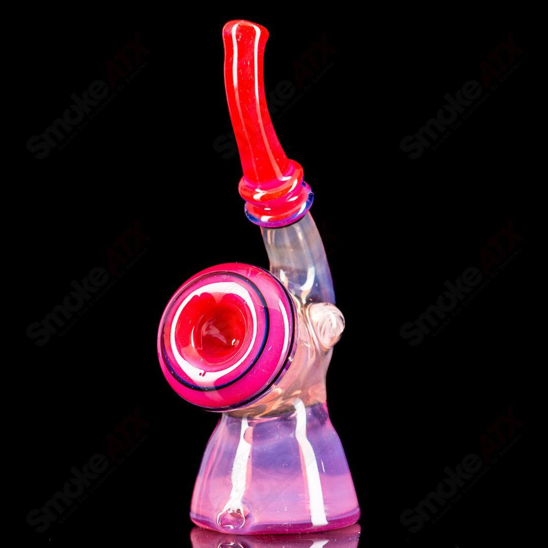Pink Sherlock Puffco dry top by JMass, glass accessory for Puffco devices, featuring a detailed Sherlock Holmes-inspired design.