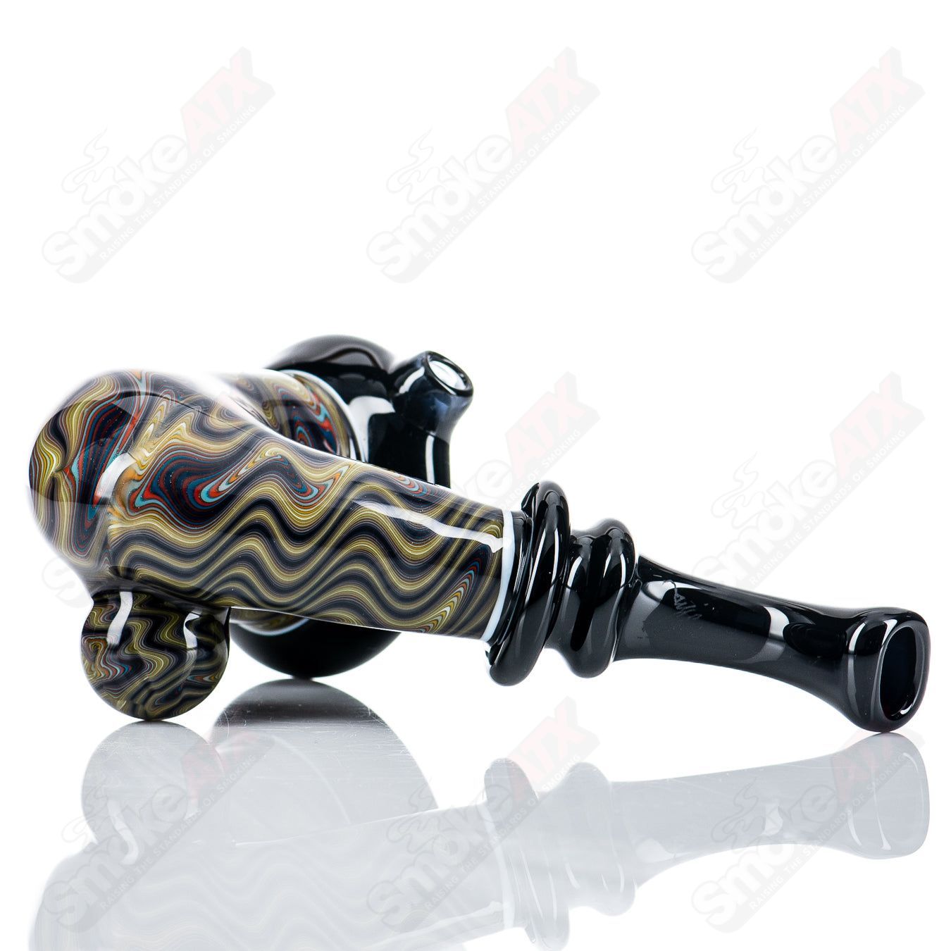 Full-color Wig Wag Sherlock collab heady glass by JMass, featuring vibrant colors and intricate Sherlock design.