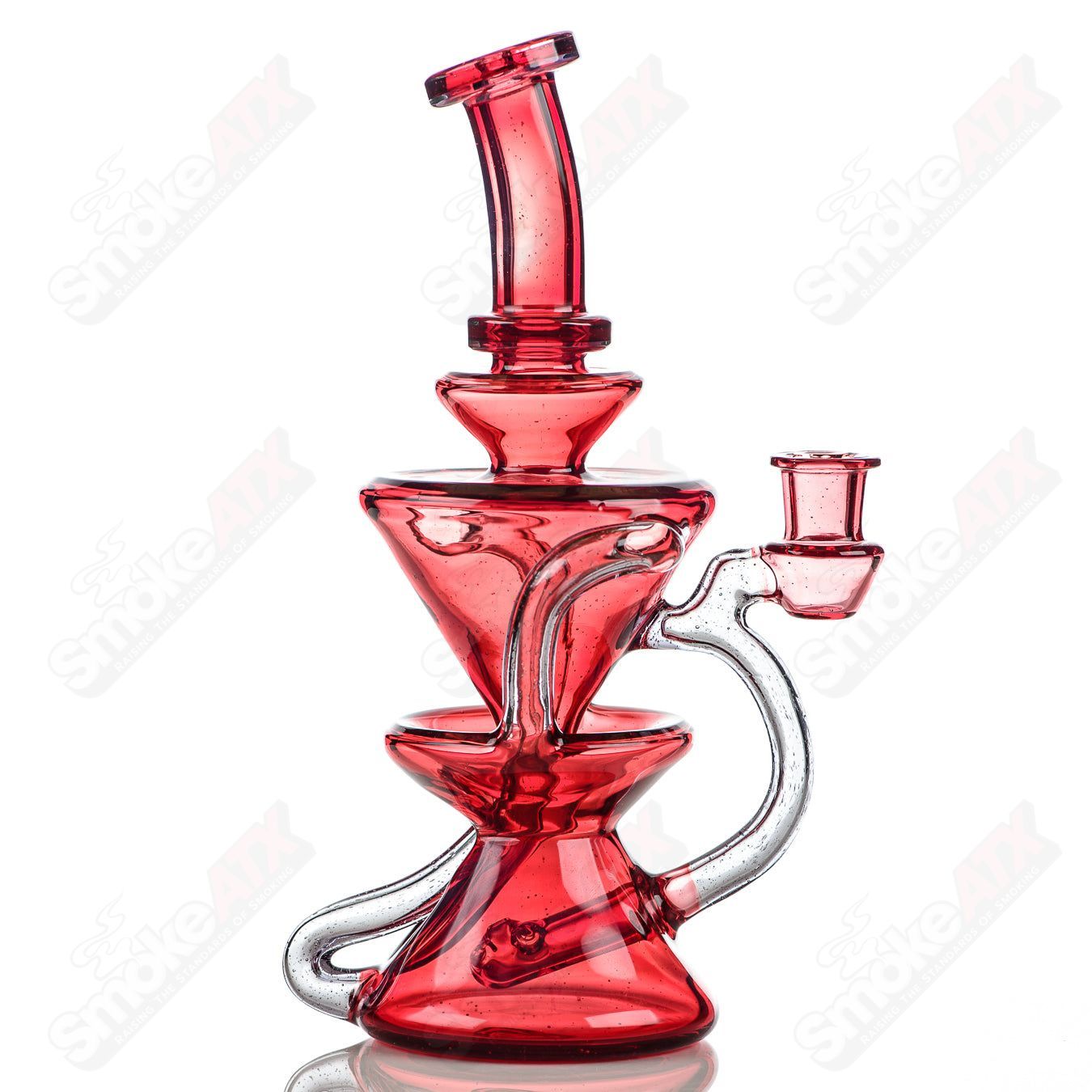 Full-size CFL recycler by Captn Chronic, heady glass piece with intricate design and vibrant colors, featuring a recycler water filtration system.