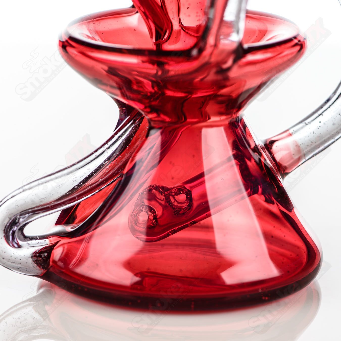 Full size CFL recycler glass pipe by Captn Chronic featuring a sleek heady design and intricate glasswork.