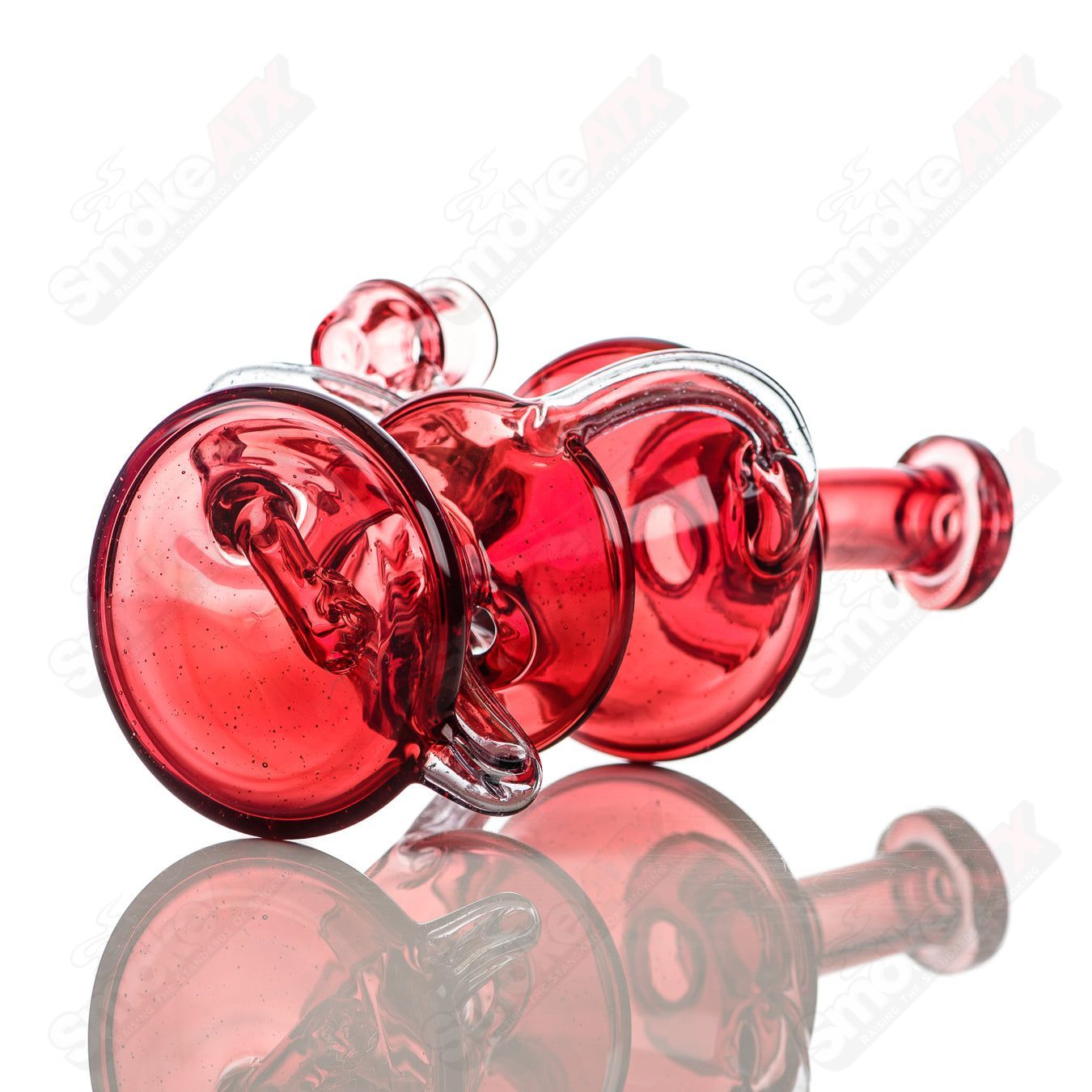 Full-size CFL Recycler by Captn Chronic, heady glass water pipe with intricate recycler design and clear glass construction.