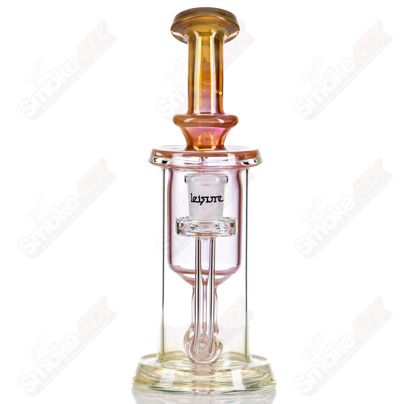 Fumed Incycler Leisure Glass concentrate rig with clear glass and intricate design, used for vaporizing concentrates.