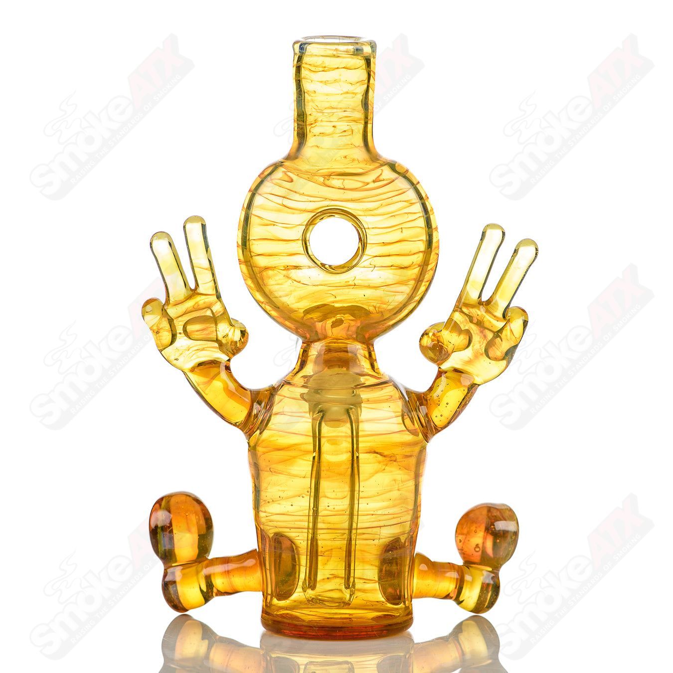 Fumed Sitter Rig by MJ Meltz, a heady glass concentrate rig with a colorful, fumed glass design and intricate details.