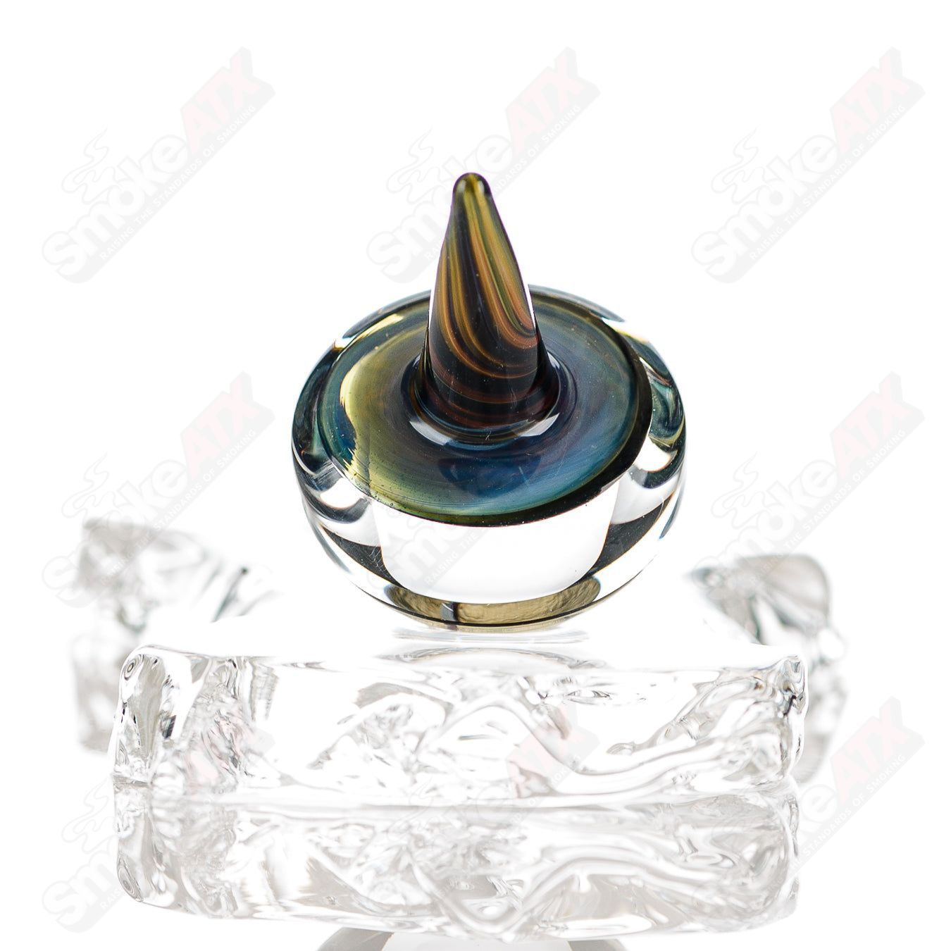 Indo Glass Galactic Spike Topper glass carb cap with a cosmic spike design for optimal vaporization.