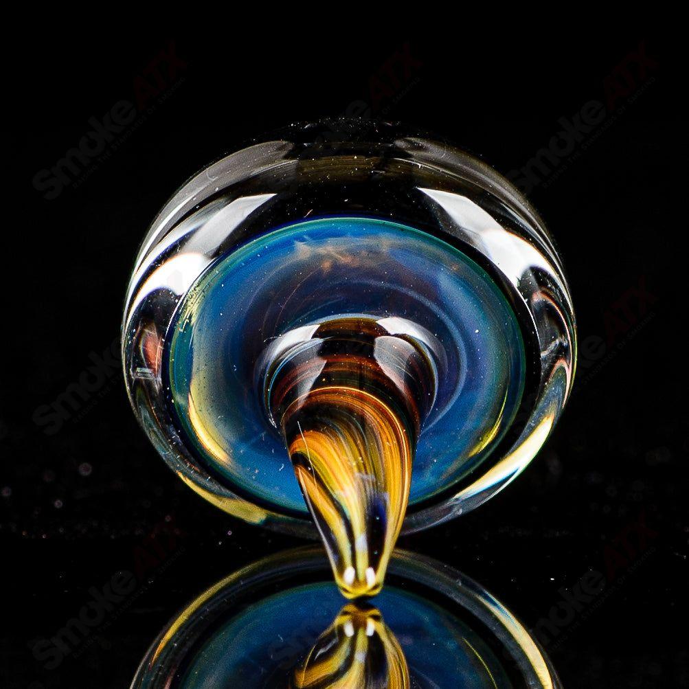 Indo Glass Galactic Spike Topper glass carb cap featuring a vibrant, spiked design for dabbing accessories.
