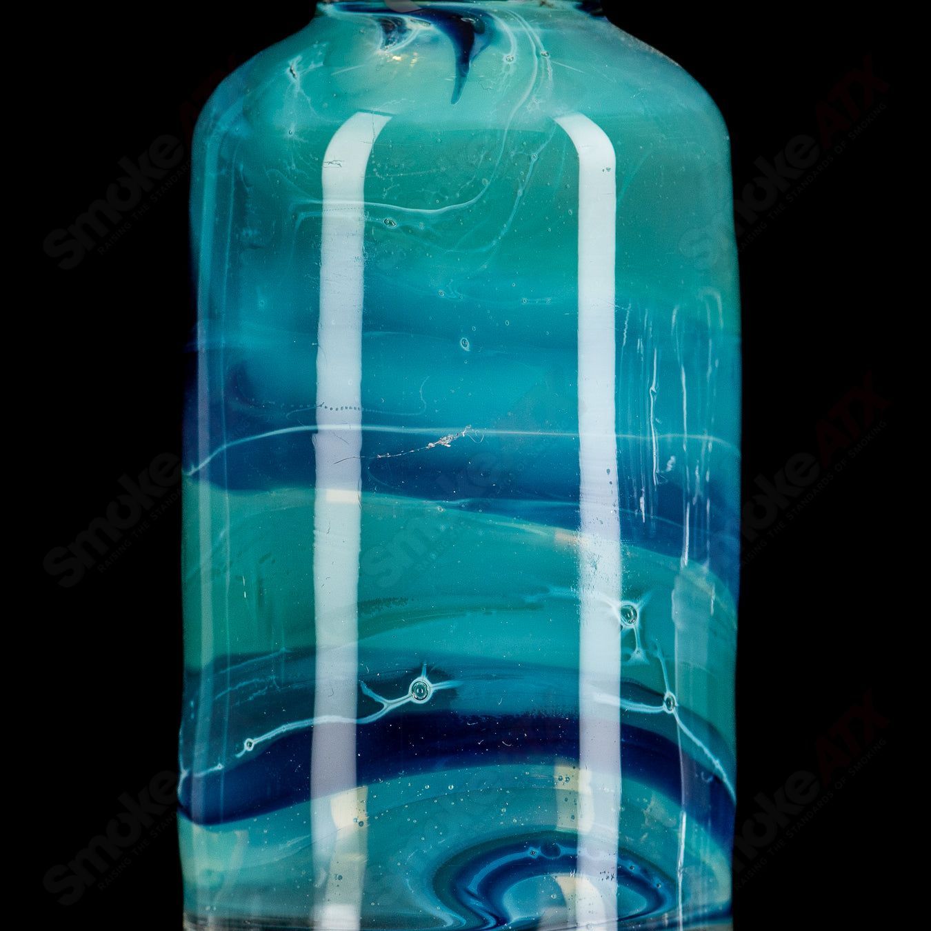 14" Turquoise/Blue Fade Apolocoline Straight Tube w/14m Bowl by Dirty Rico Glass x Nobody Glass - Smoke ATX 