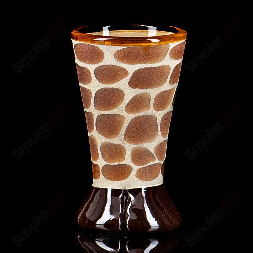 Giraffe-shaped shot glass by Robertson Art Glass, handcrafted heady glass cup with detailed giraffe design.