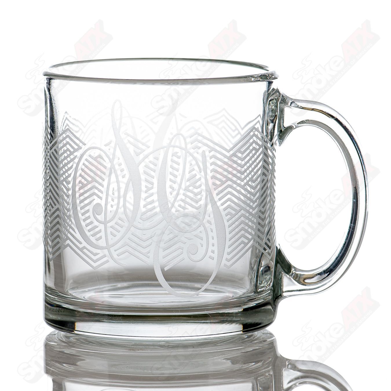 Sovereignty Glass stripe pattern glass coffee mug with a clear body and stylish design for hot or cold beverages.
