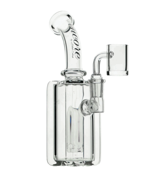 8-inch Super Hex Banger Hanger Encore glass concentrate rig with intricate hexagonal design for dabbing and concentrate vaporization.