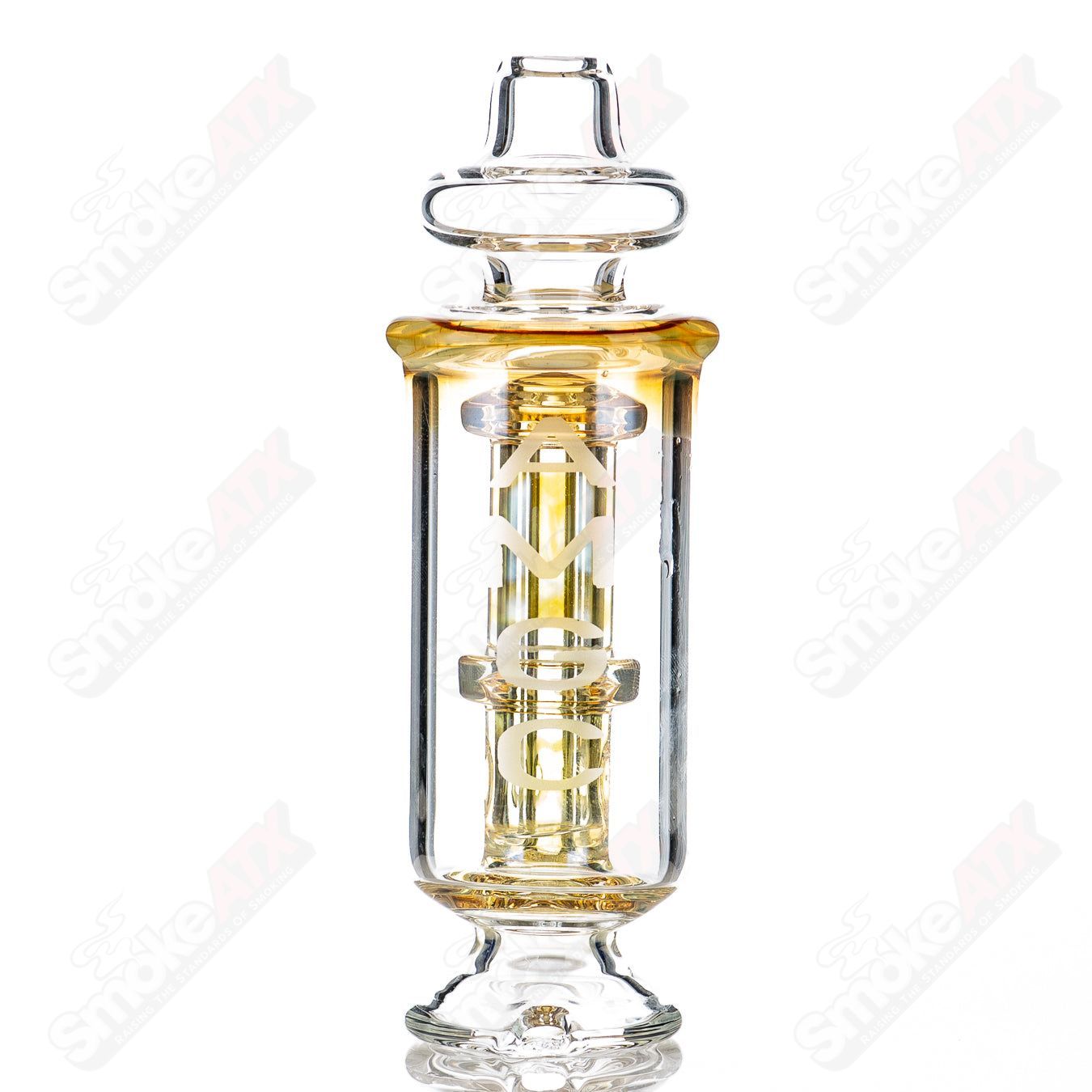 Gold Fume Puffco attachment by Austin Made Glass Co, glass Puffco top with gold fume accents, designed for Puffco devices.