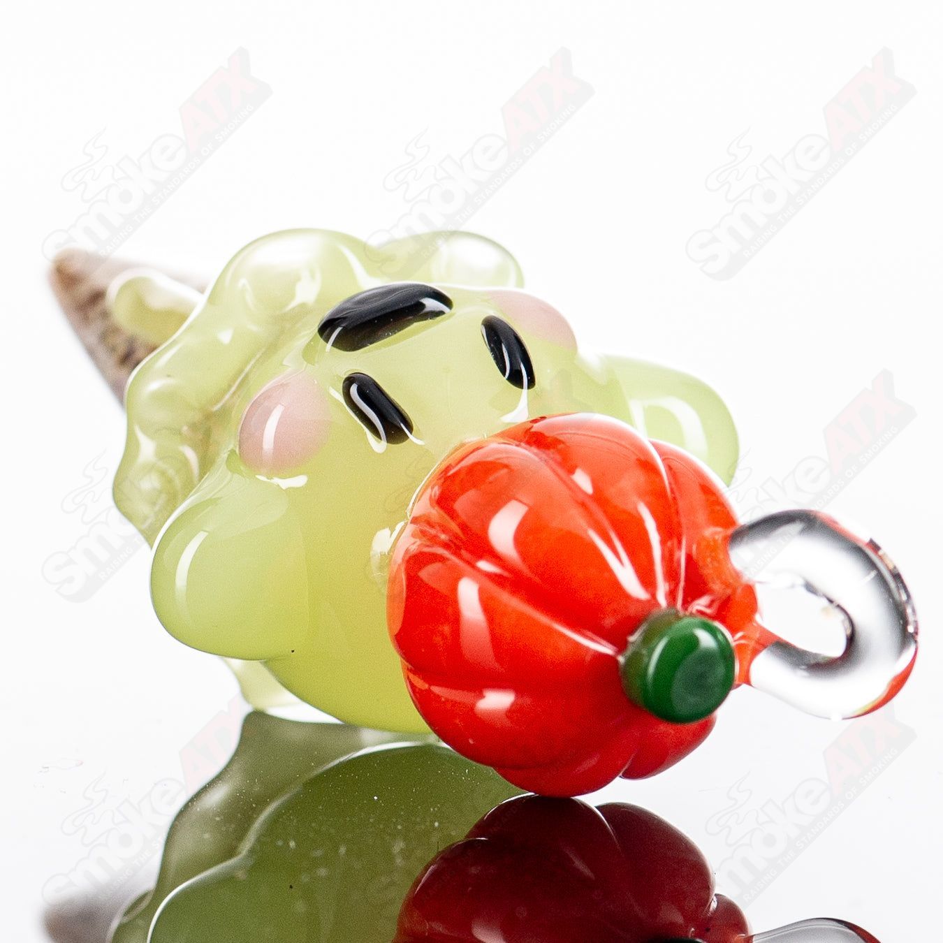 Green Ghost Ice Cream Pendant by SweetShop Glass, handcrafted glass jewelry featuring a vibrant ghostly ice cream design.