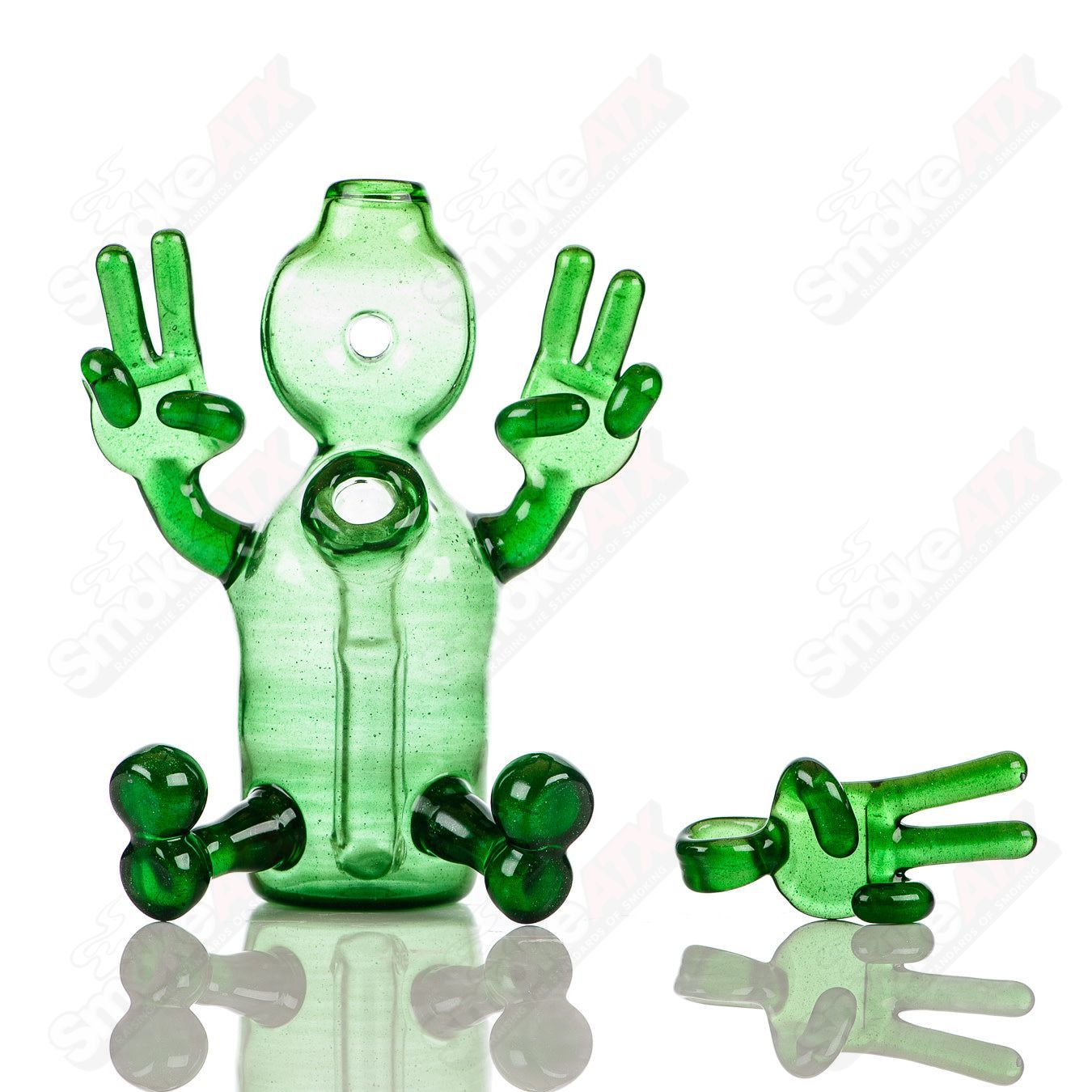 Green Sitter Tube concentrate rig with pendant from MJ Meltz, heady glass design for concentrates and dabbing.