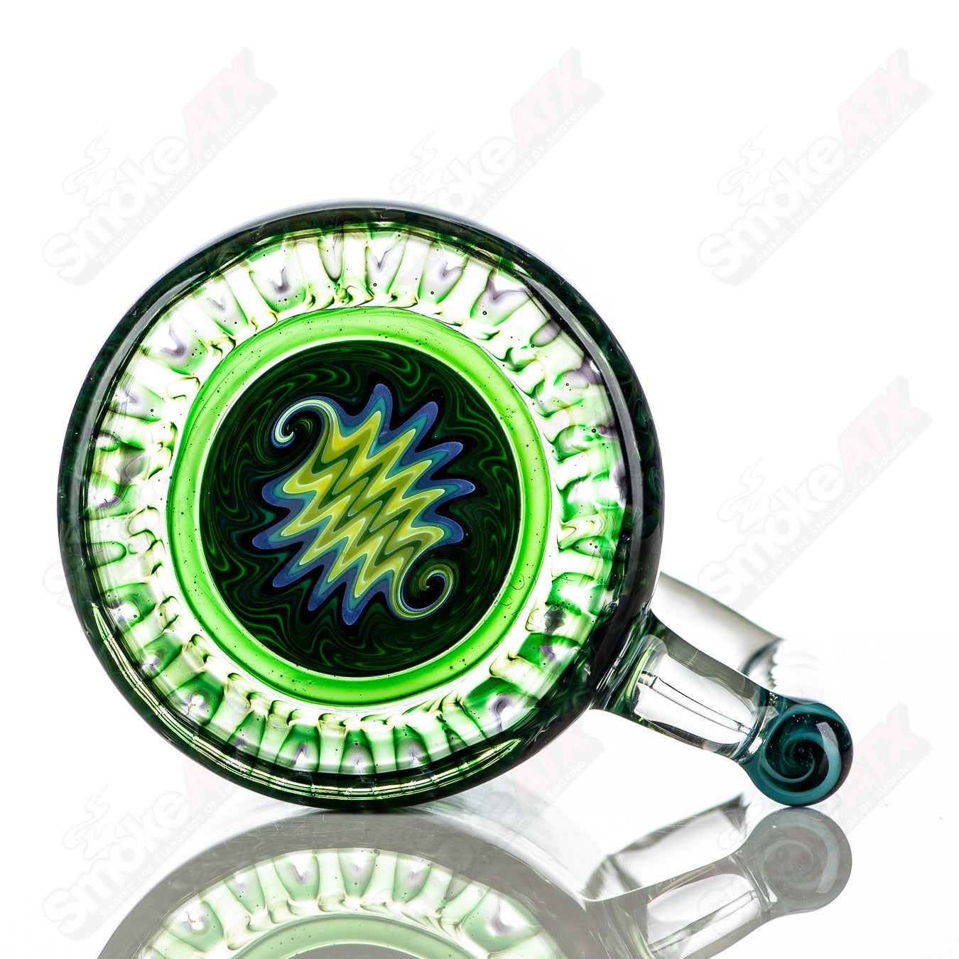 Green Wrap N Rake Glass Log Mug by Log Glass - Smoke ATX