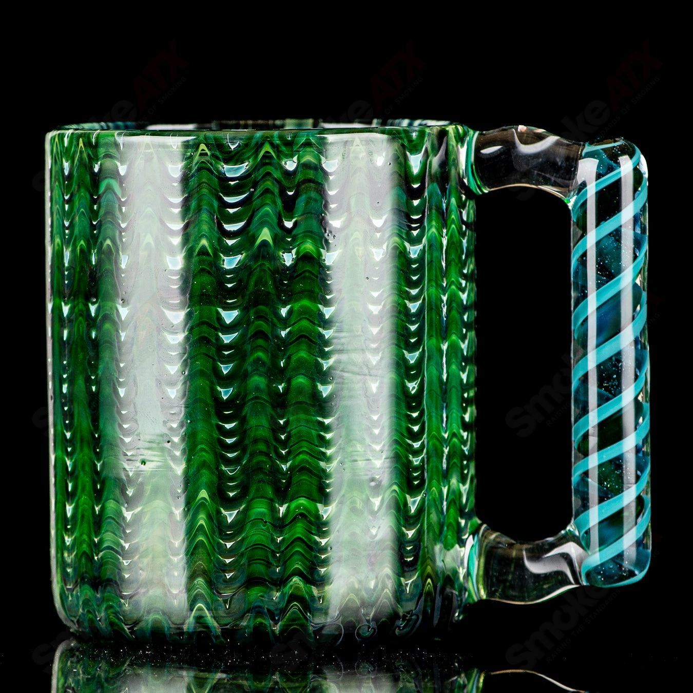 Green Wrap N Rake Glass Log Mug by Log Glass - Smoke ATX