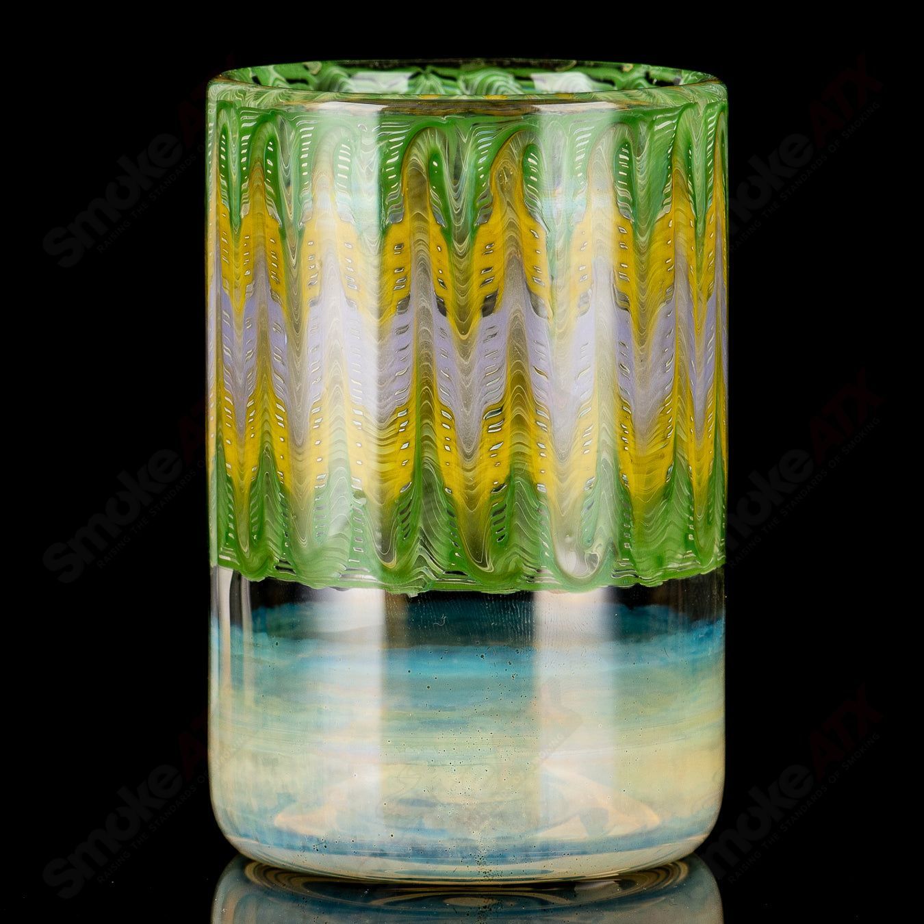 Green/Yellow Wrap N Rake Tumbler Glass by Ed Wolfe Glass - Smoke ATX