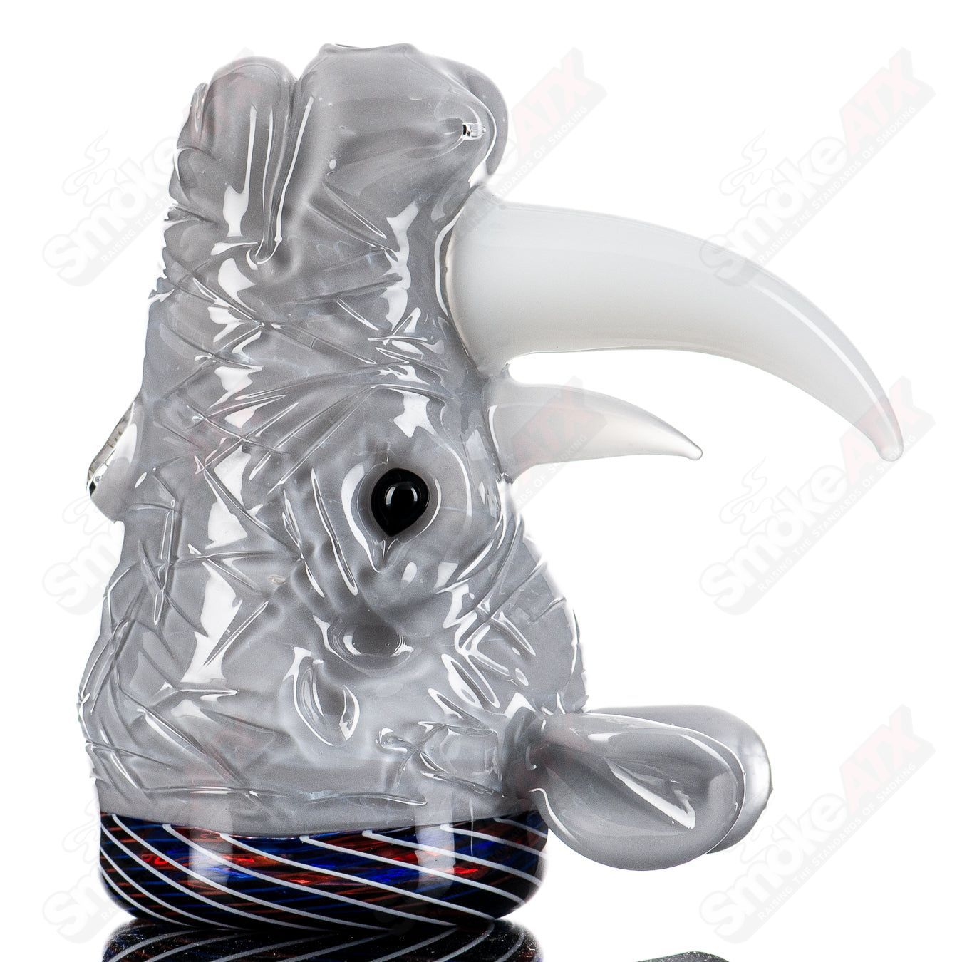 Grey Rhino Rig by Addison Hanna, a Heady Glass concentrate rig with a sleek grey design, crafted for premium dabbing experiences.