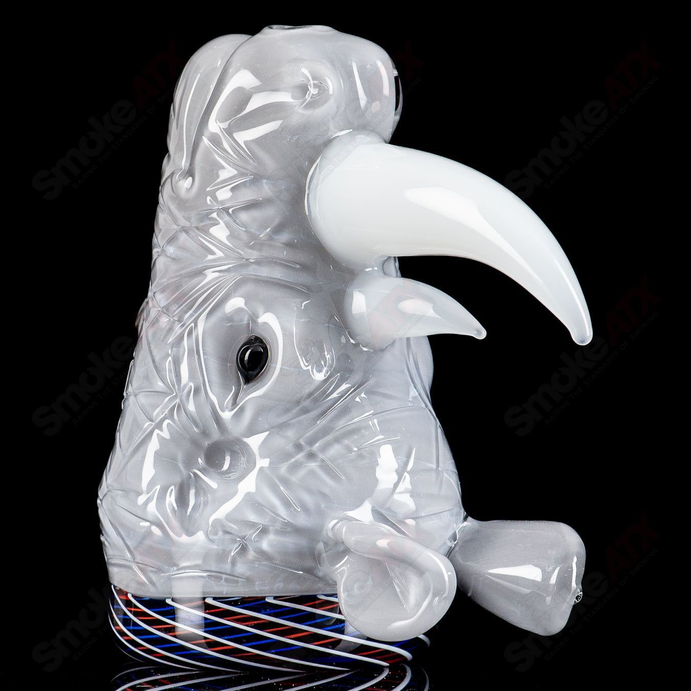Grey Rhino Rig by Addison Hanna, Smoke ATX, Heady Glass concentrate rig with intricate design and clear glass accents.