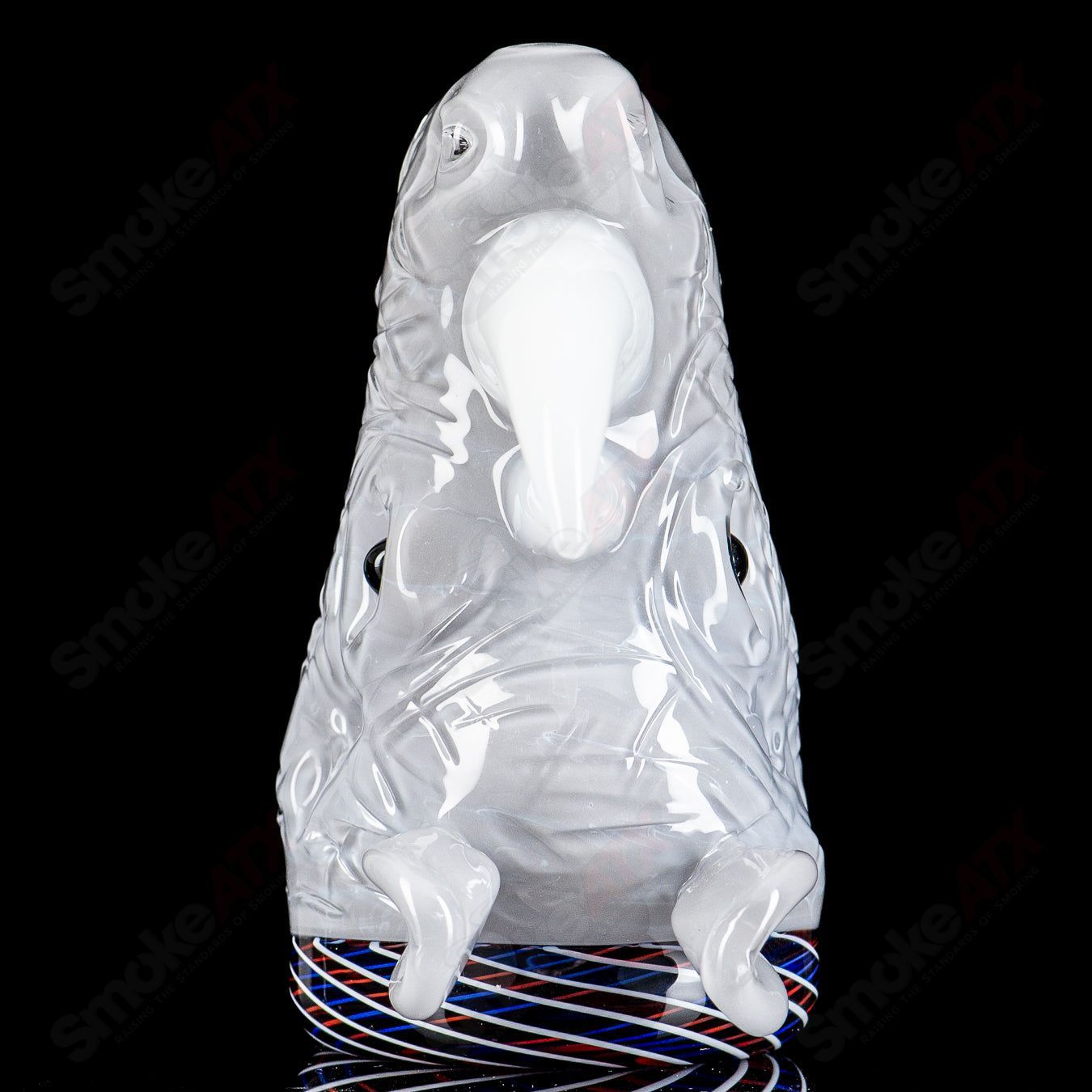 Grey Rhino Rig by Addison Hanna, Smoke ATX Heady Glass concentrate rig with intricate design and a grey finish.