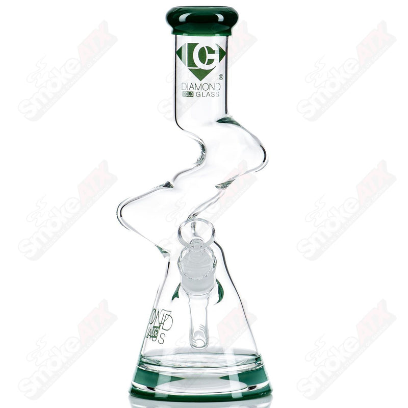 11" Twizted Z Beaker (Jade) Diamond Glass