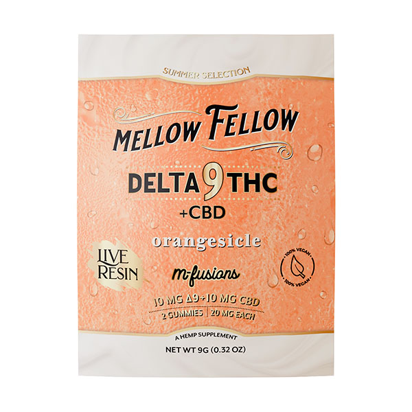 Orangesicle 40mg 2ct D9+CBD M-Fusions Gummies Mellow Fellow