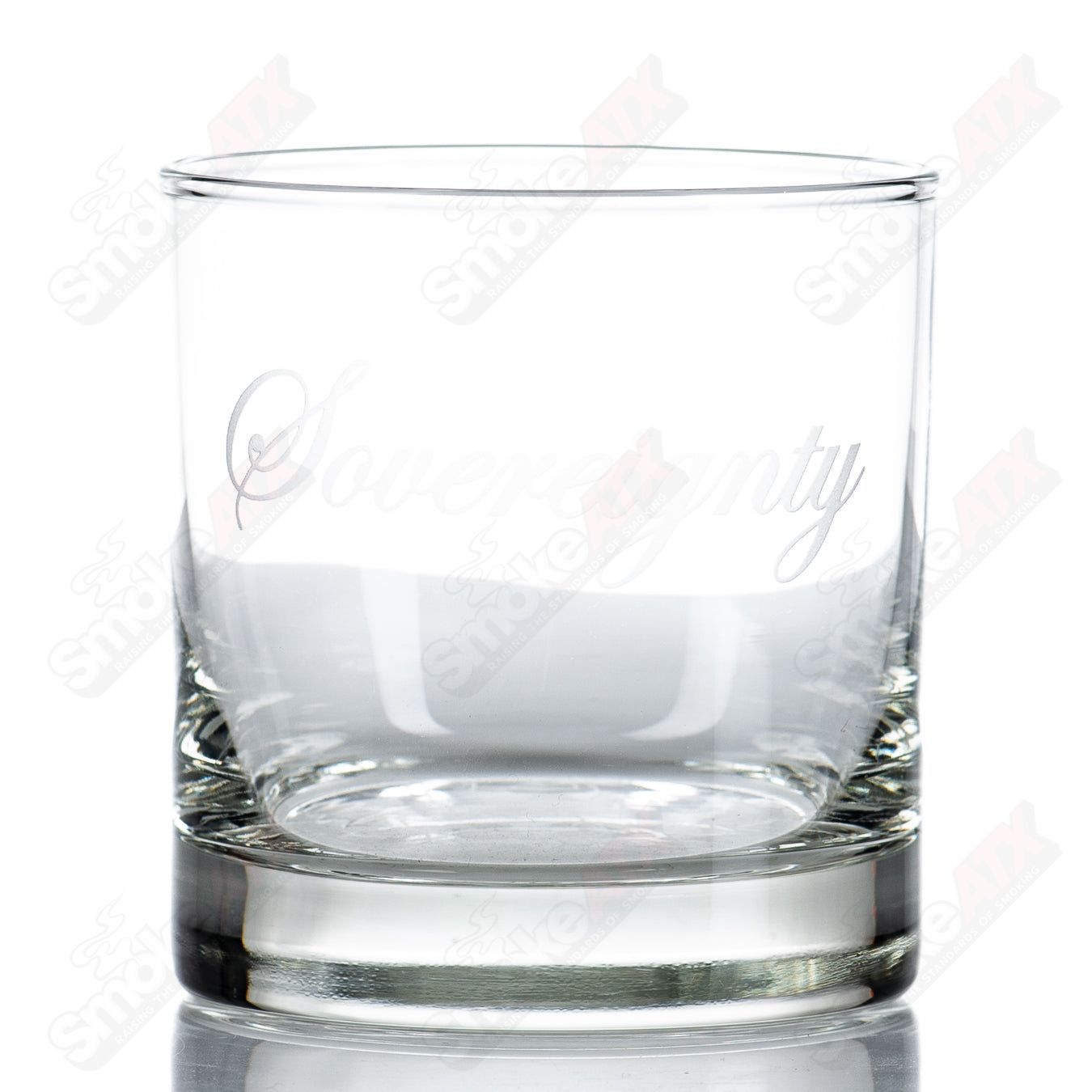 Sovereignty Glass Hi-Ball Glass with Bloodshed Skull Pattern, featuring a detailed skull design on clear glass.