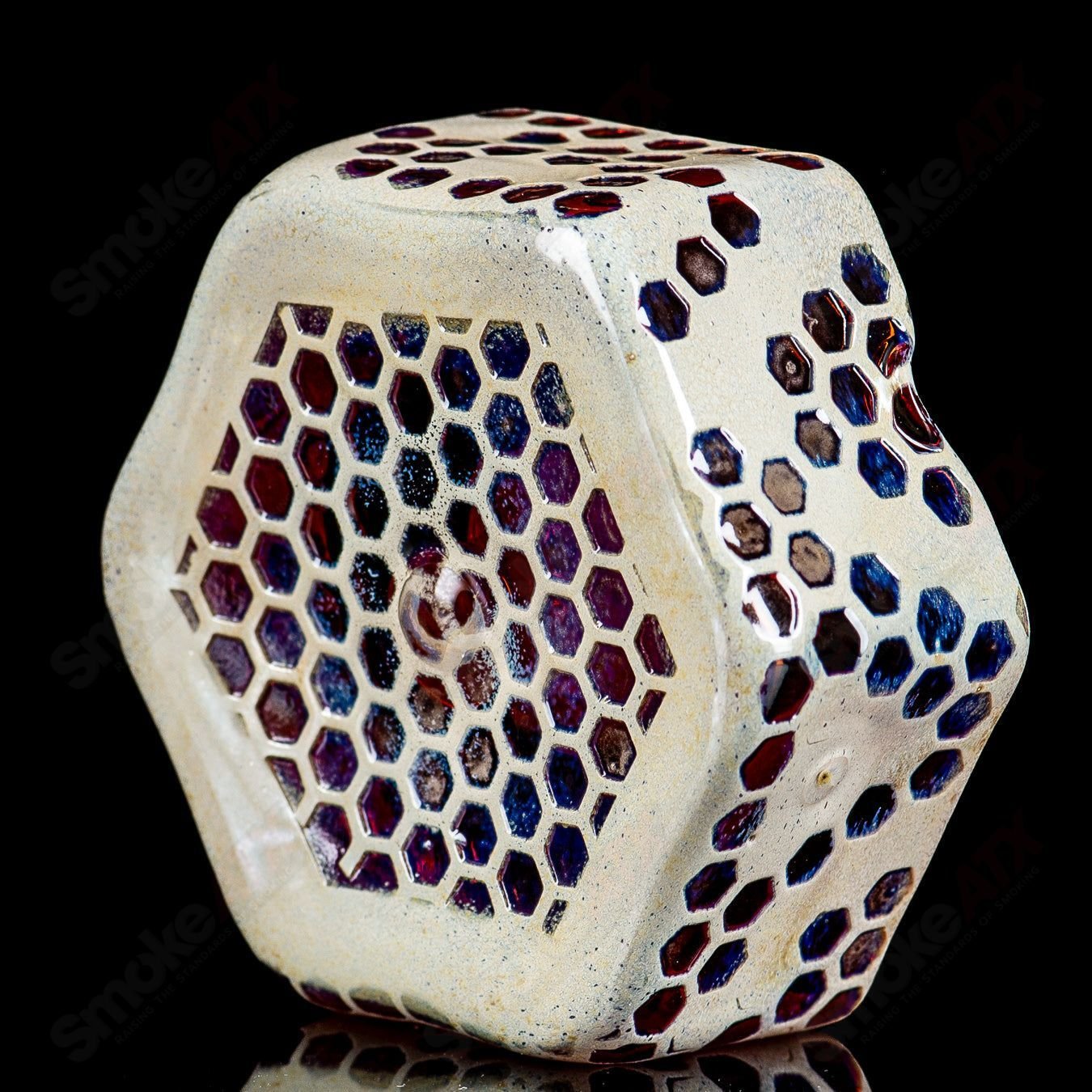 Joe P Glass honeycomb ashtray, 420 products, featuring a unique honeycomb design for smoking accessories.